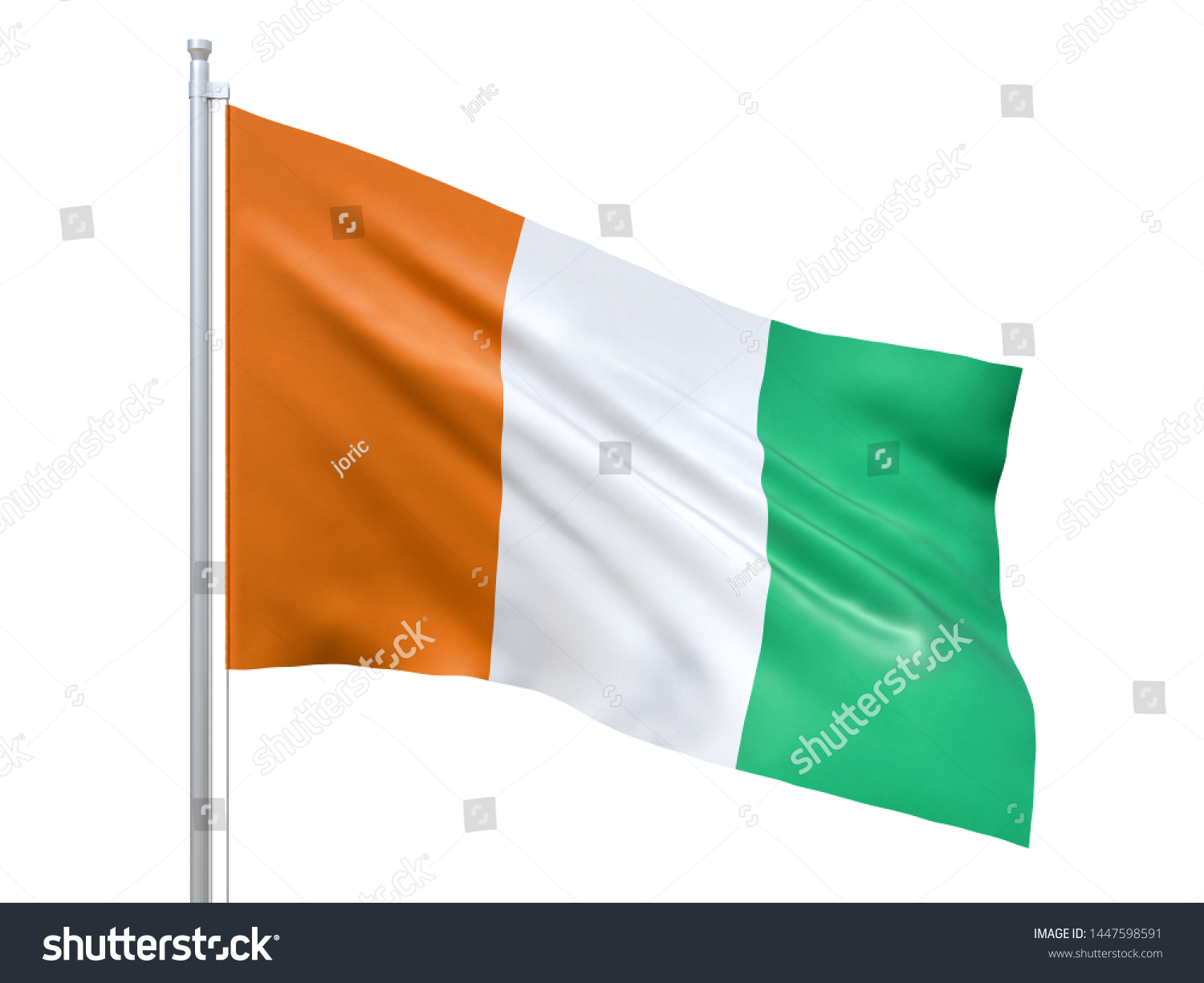 Ivory Coast (cote D'ivoire) Flag Waving On White - Royalty Free Stock 