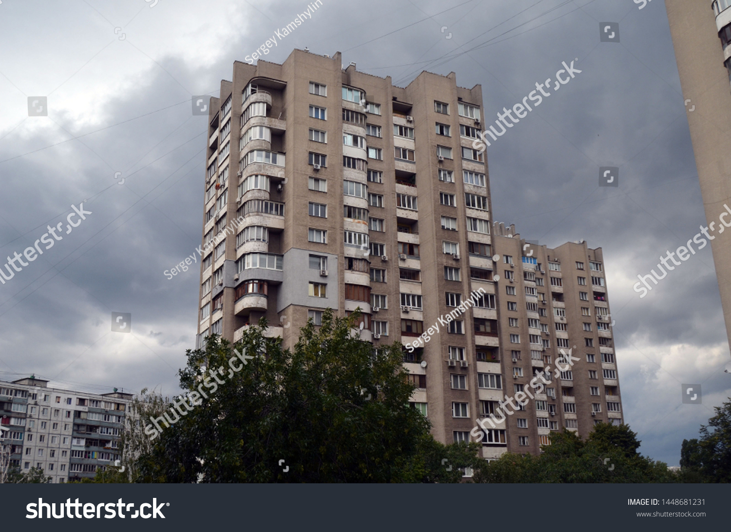 Residential area in Kiev at summer. Exterior. July 7, 2019. Kiev,Ukraine #1448681231