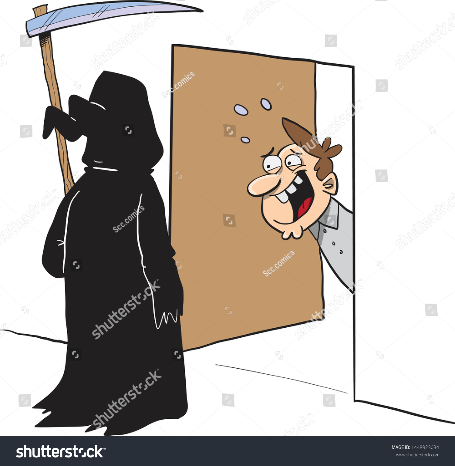 Grip Reaper Knocking At The Wrong Door - Royalty Free Stock Vector ...