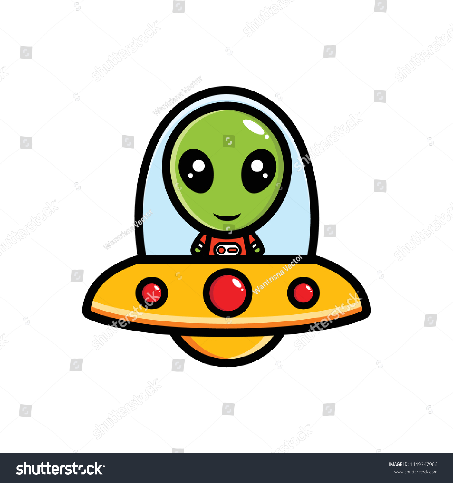 CUTE ALIEN AND UFO DESIGN VECTOR MASCOT. - Royalty Free Stock Vector ...