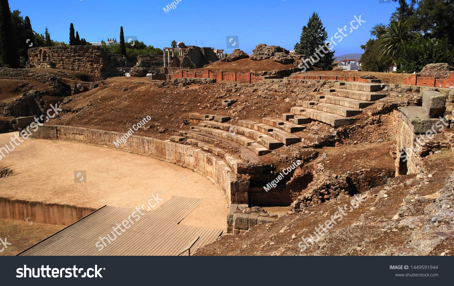 Amphitheatre in Merida (Augusta Emerita). Roman City - Temples, Theatres, Monuments, Sculptures and Arenas -  Estremadura, Spain #1449591944