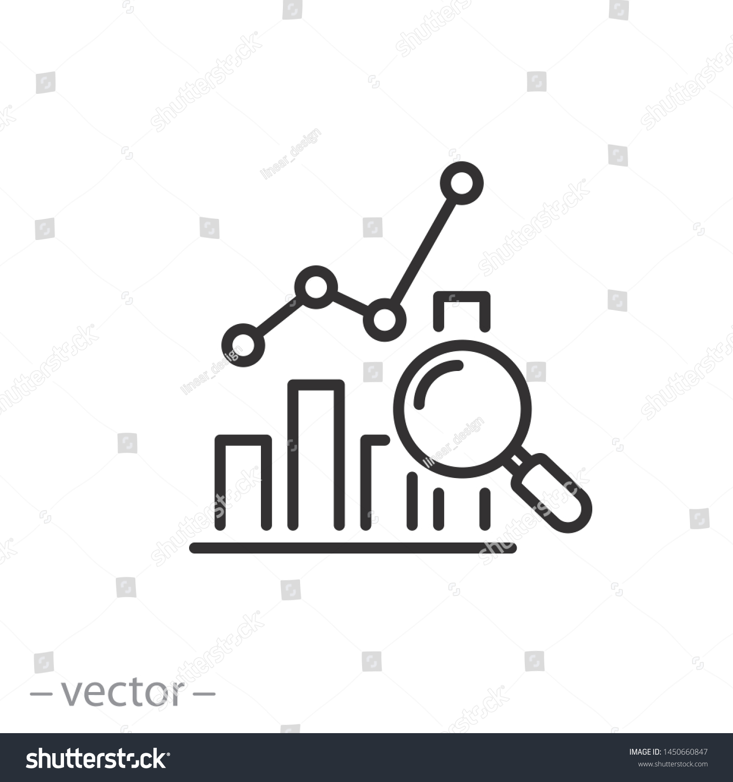 report icon, analytics data, research market thin line symbol for web and mobile phone on white background - editable stroke vector illustration #1450660847