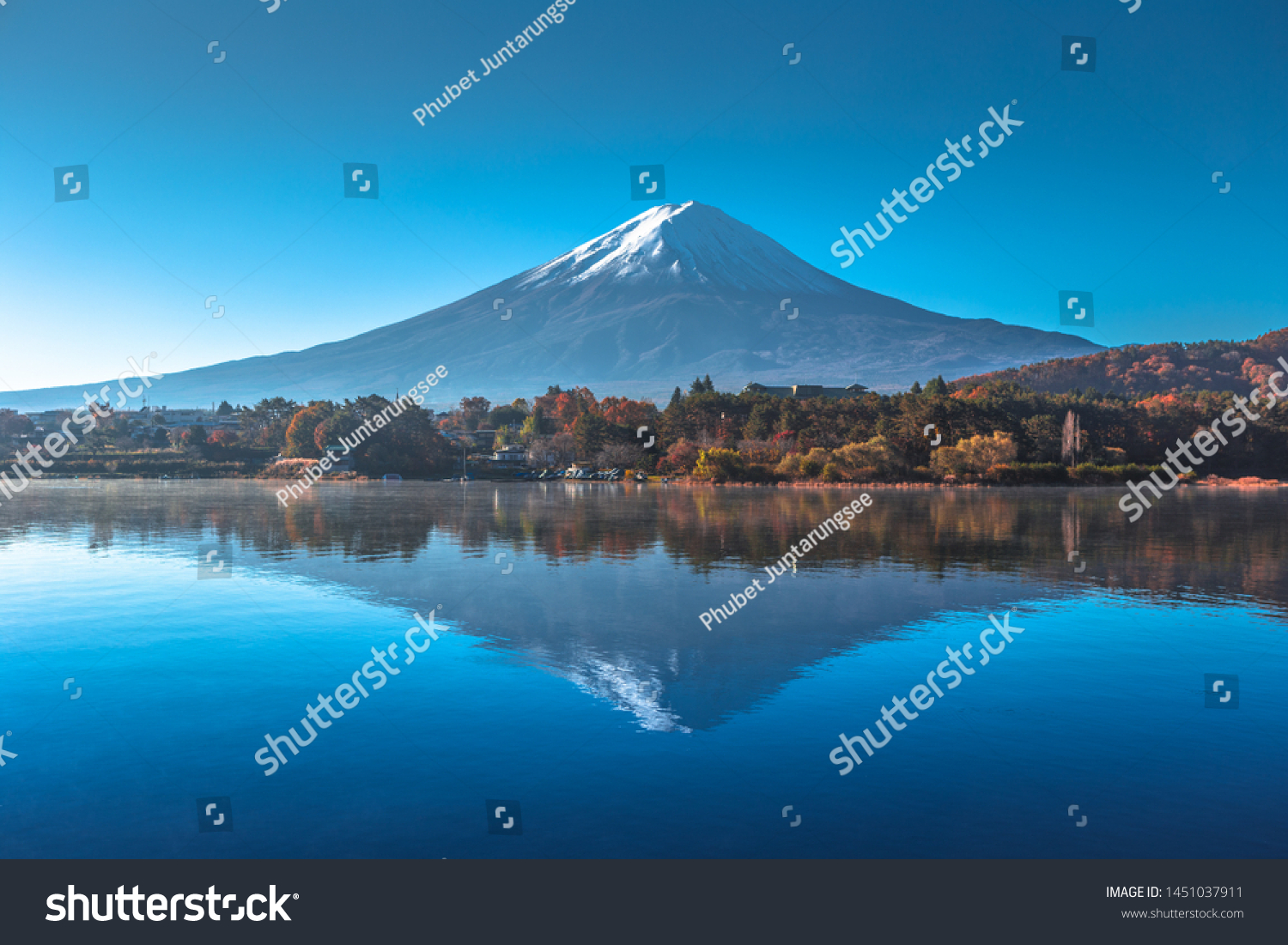Mount Fuji Reflection from Kawaguchiko Lake, Yamanashi, Japan #1451037911