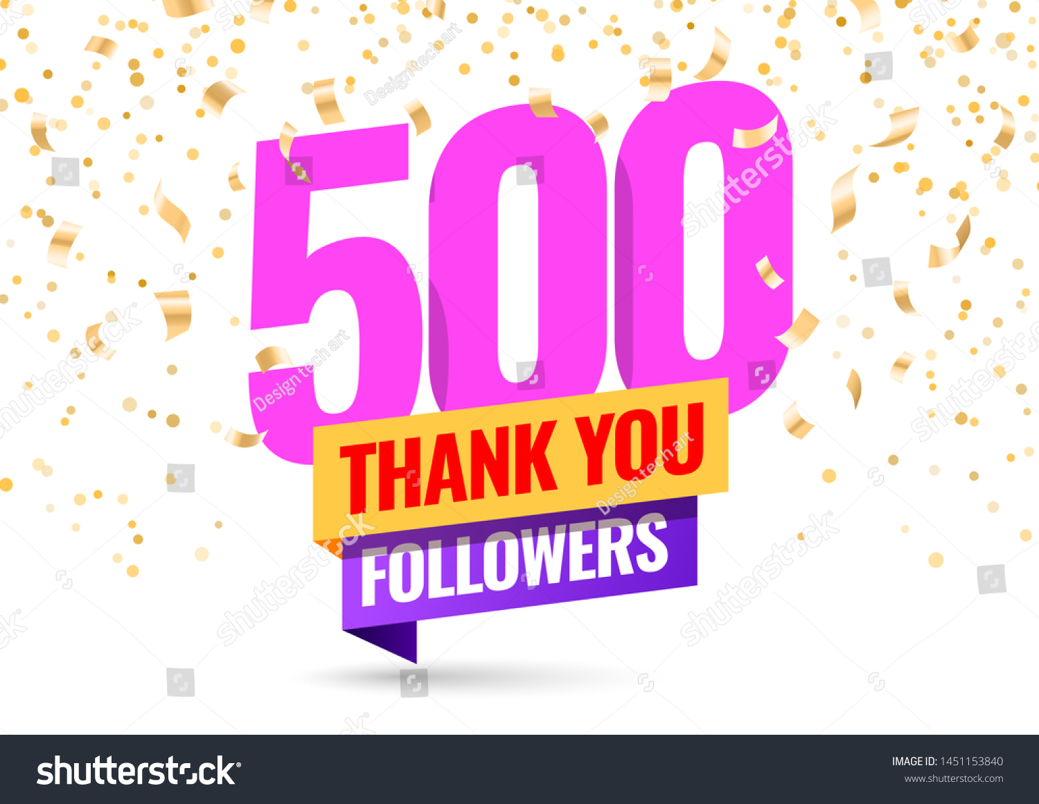 Celebrating the events of five thousand subscribers. Thank you 500 followers. Thanks followers Poster template for Social Networks. large number of subscribers. Vector illustration #1451153840