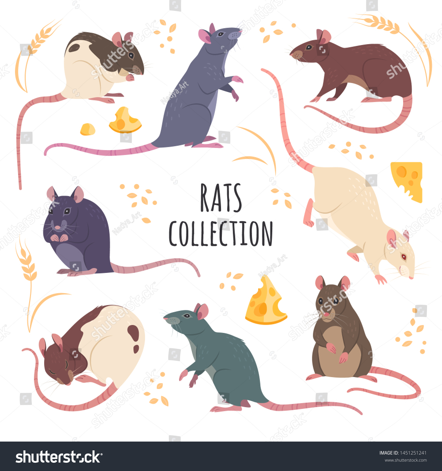 Rats collection. Vector illustration of cartoon, - Royalty Free Stock ...