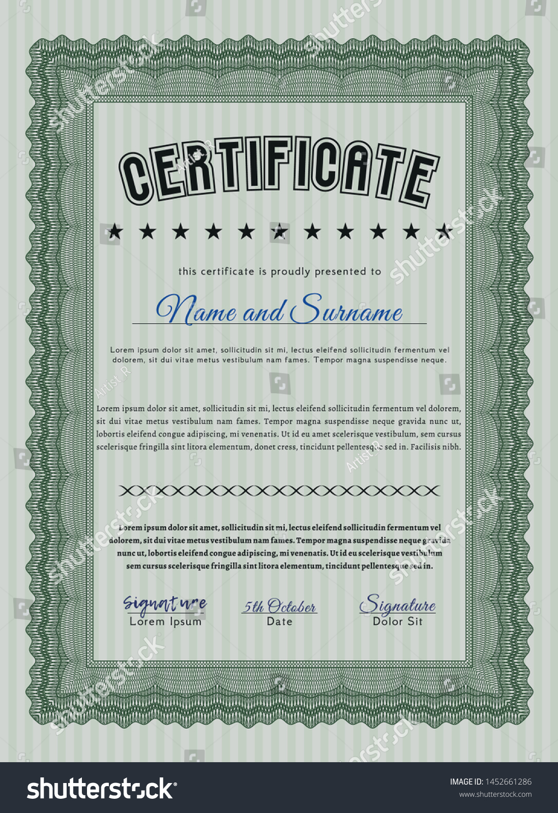 Green Certificate of achievement template. Easy - Royalty Free Stock ...