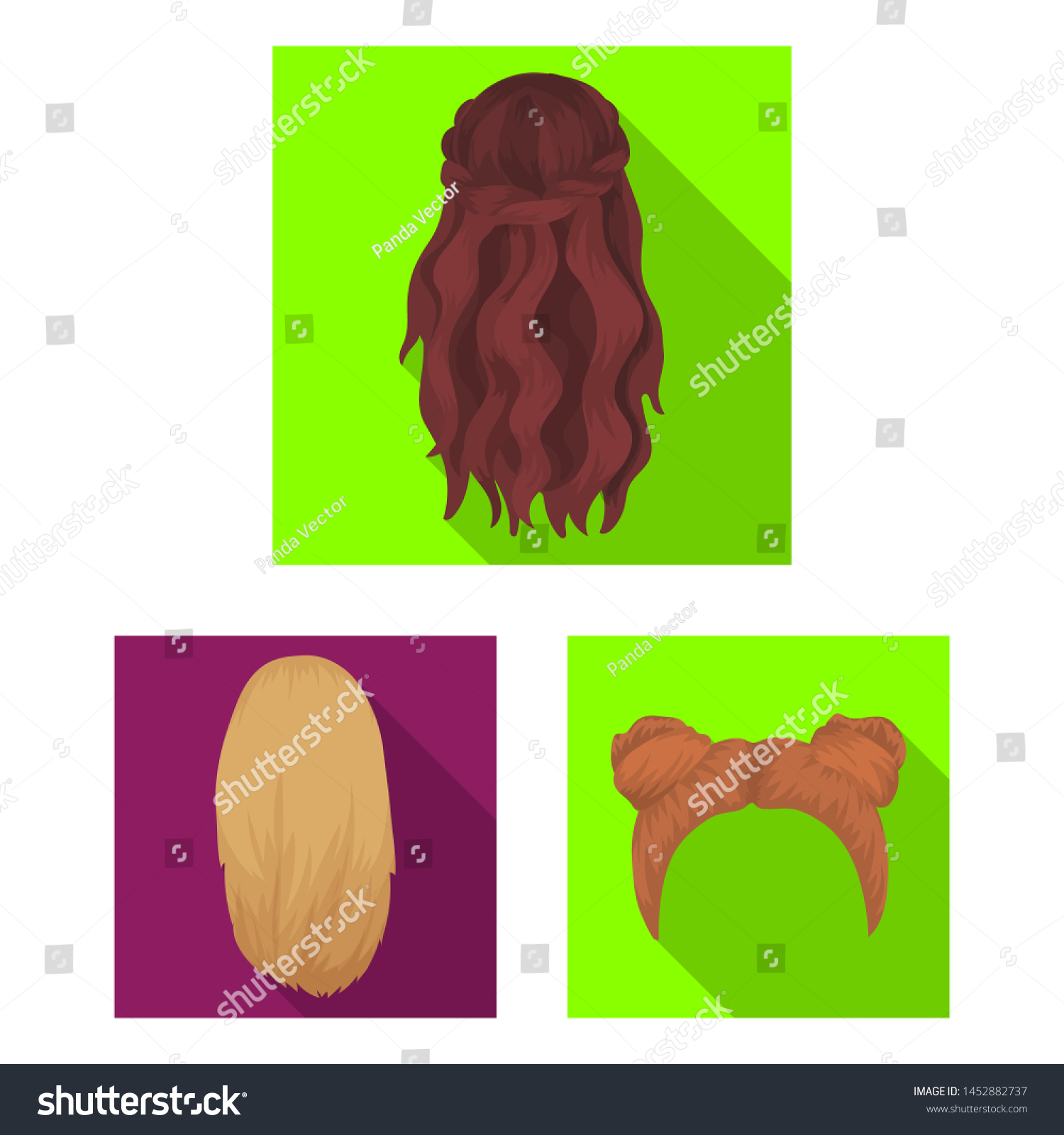 Female hairstyle flat icons in set collection - Royalty Free Stock ...