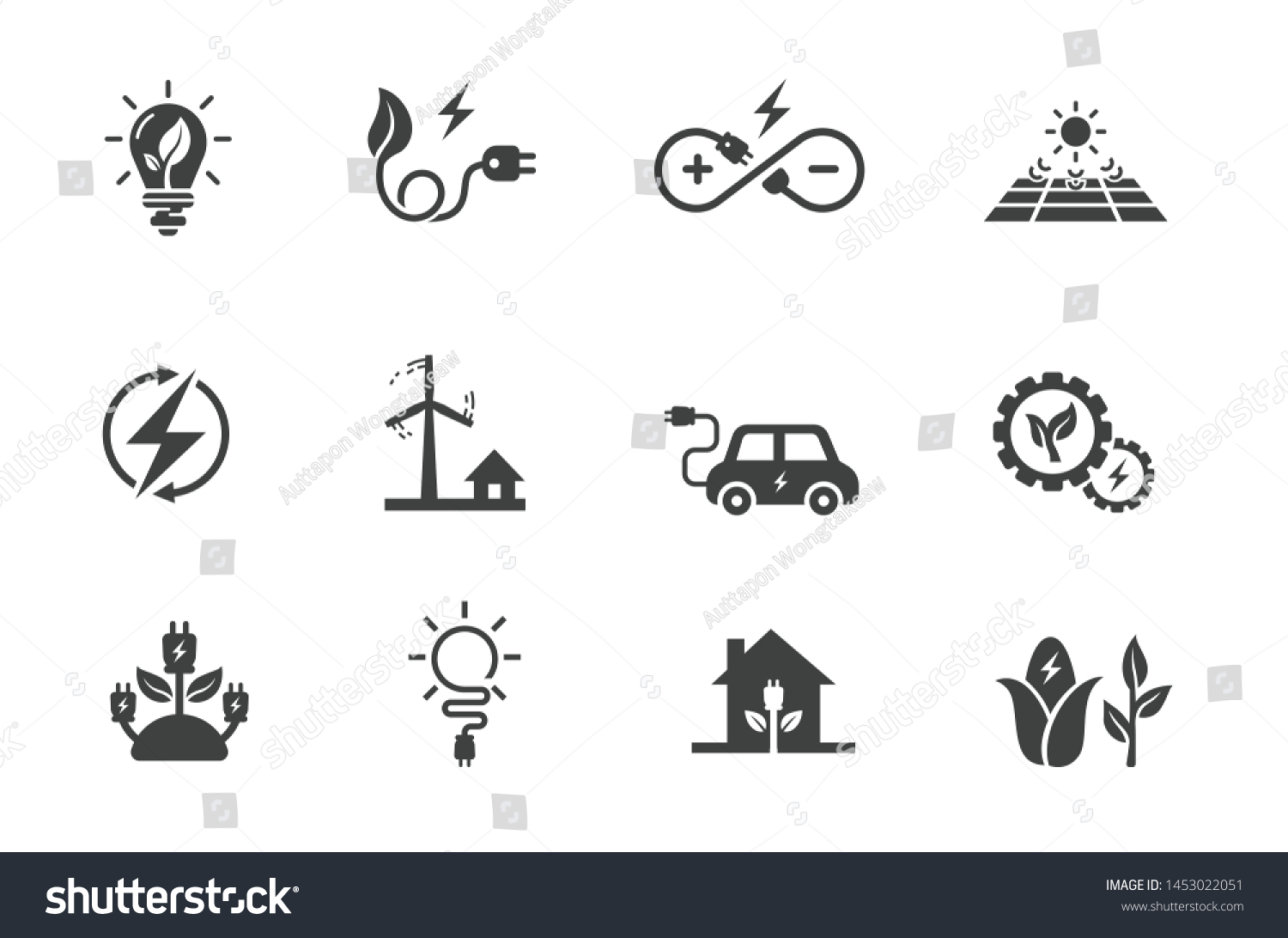 flat icon set related to renewable energy, source of energy #1453022051