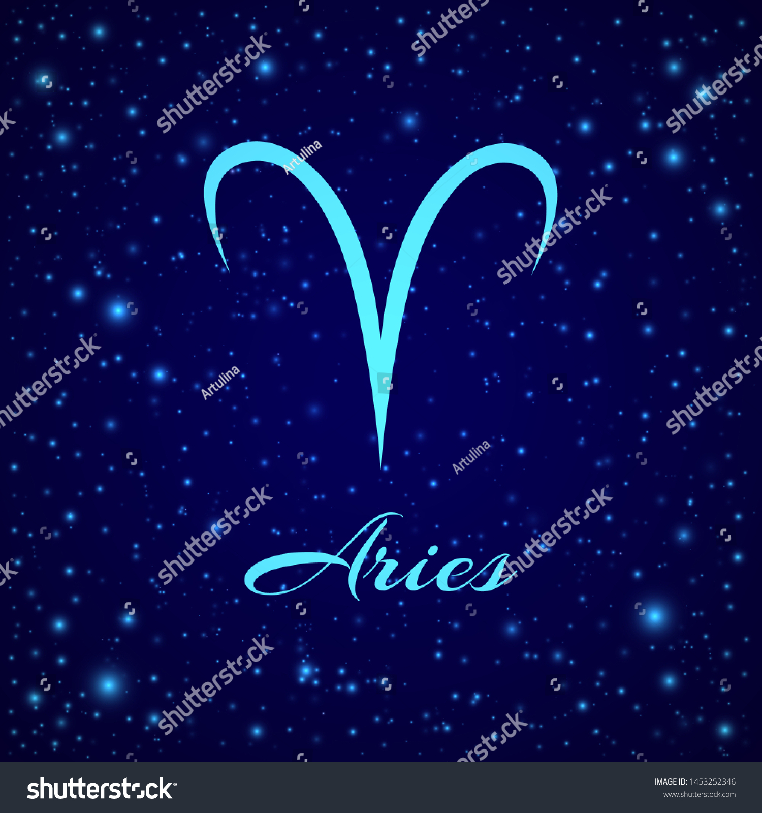 Aries Vector Zodiac Sign On A Night Sky Royalty Free Stock Vector 1453252346 0878