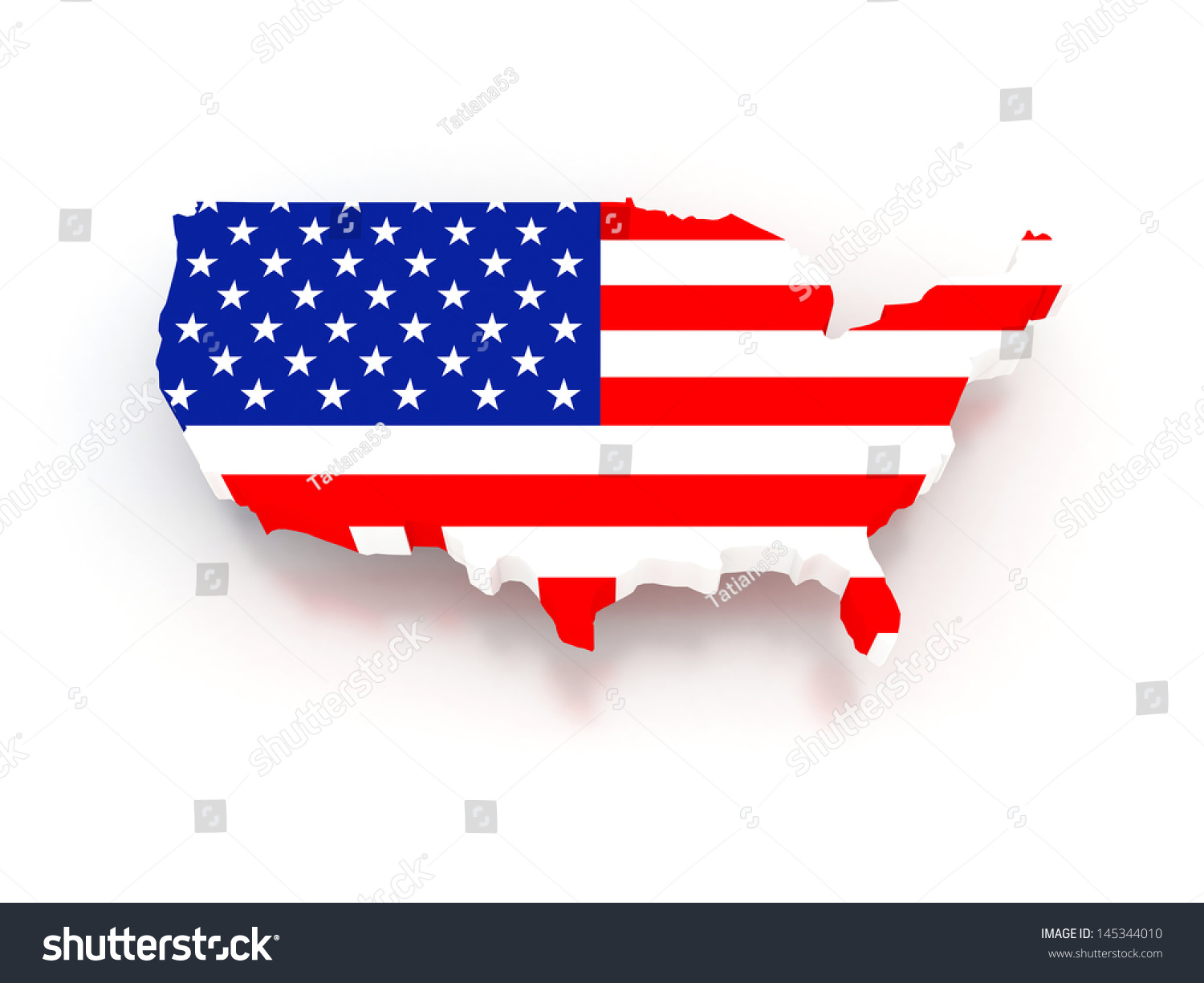 Three-dimensional map of USA. 3d - Royalty Free Stock Photo 145344010 ...