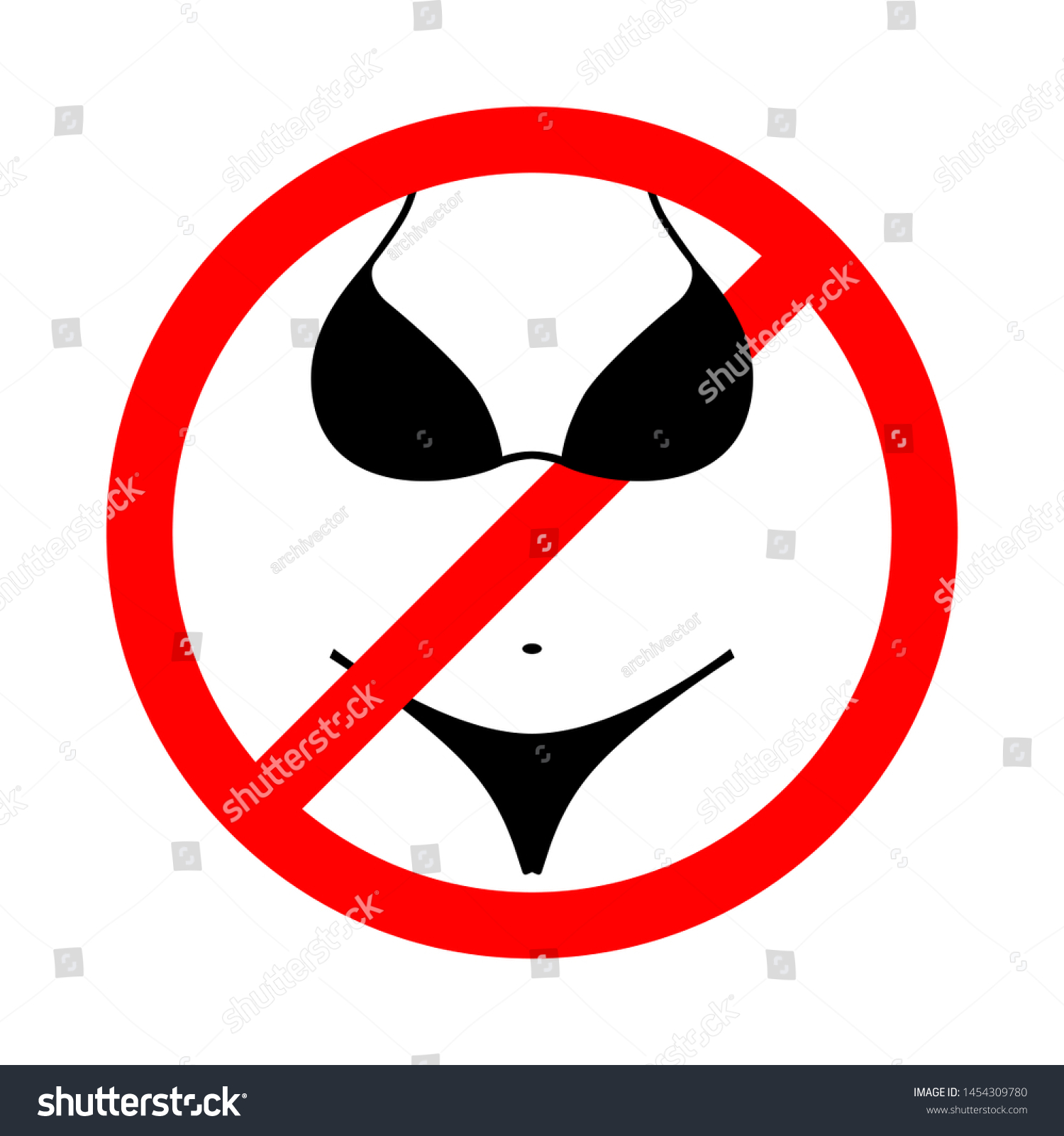 Bikini Is Prohibited Sign No Bikini Symbol Royalty Free Stock Vector