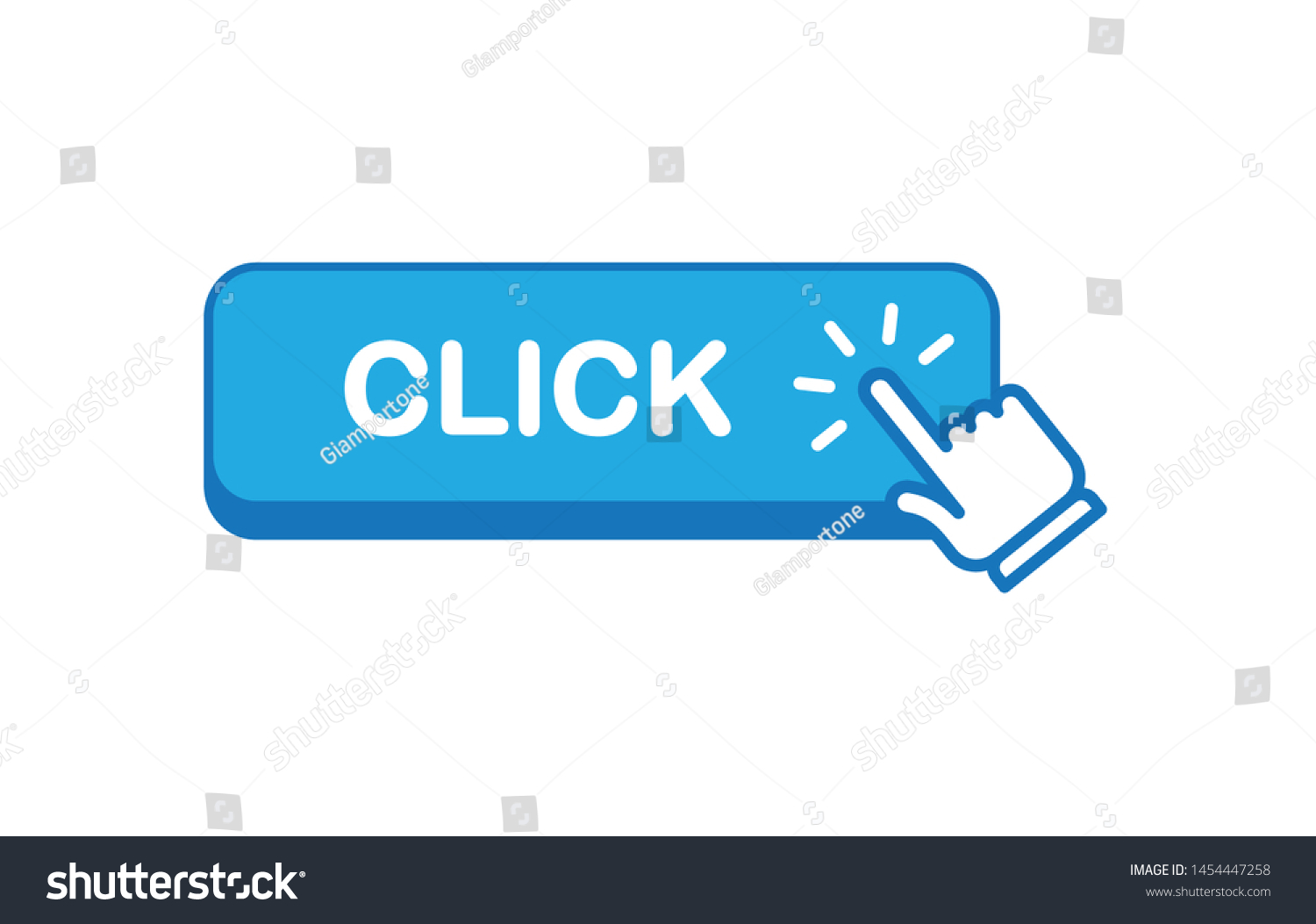 Click button with hand clicking icon - Royalty Free Stock Vector ...