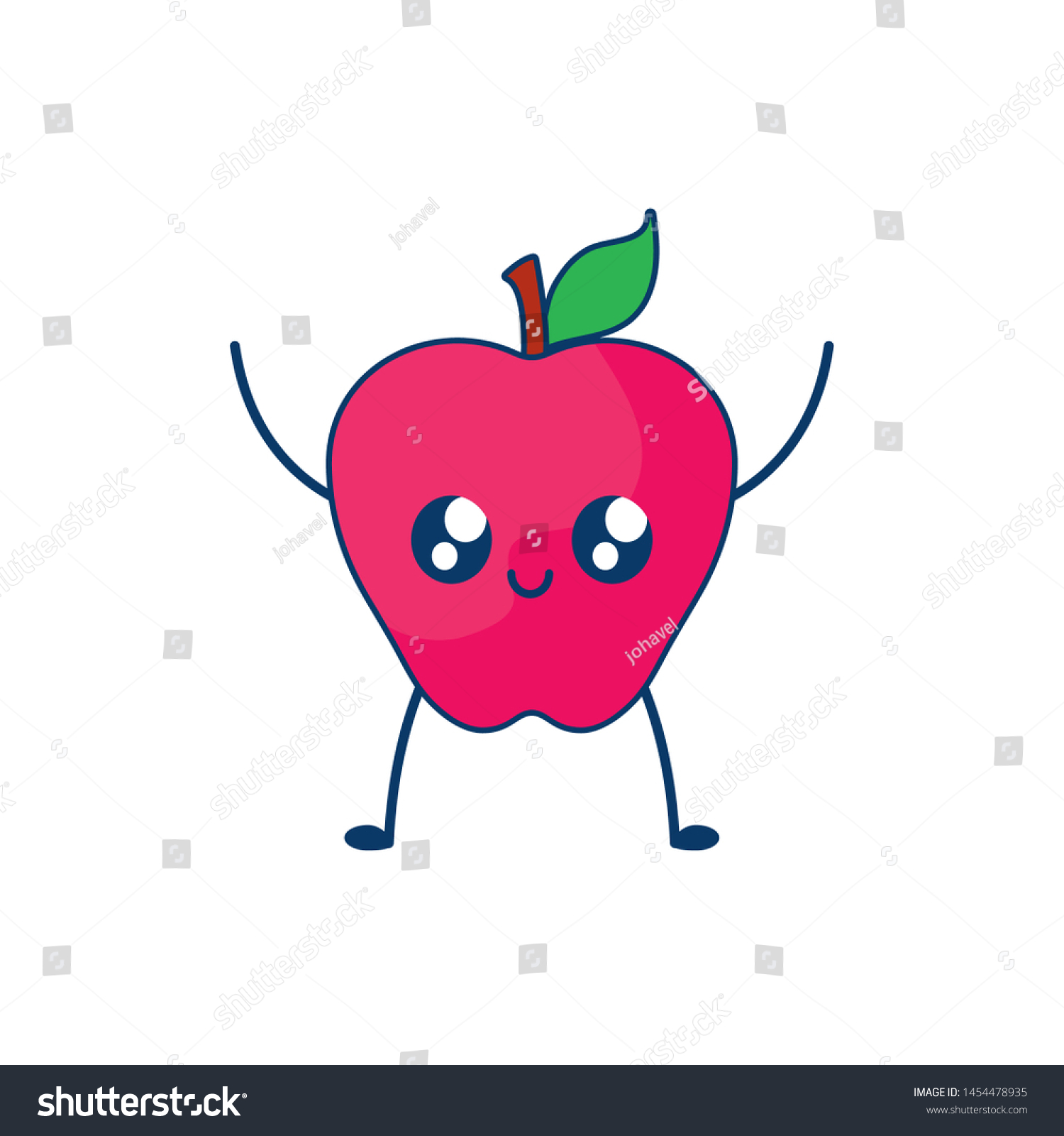 fresh apple fruit kawaii style Royalty Free Stock Vector 1454478935