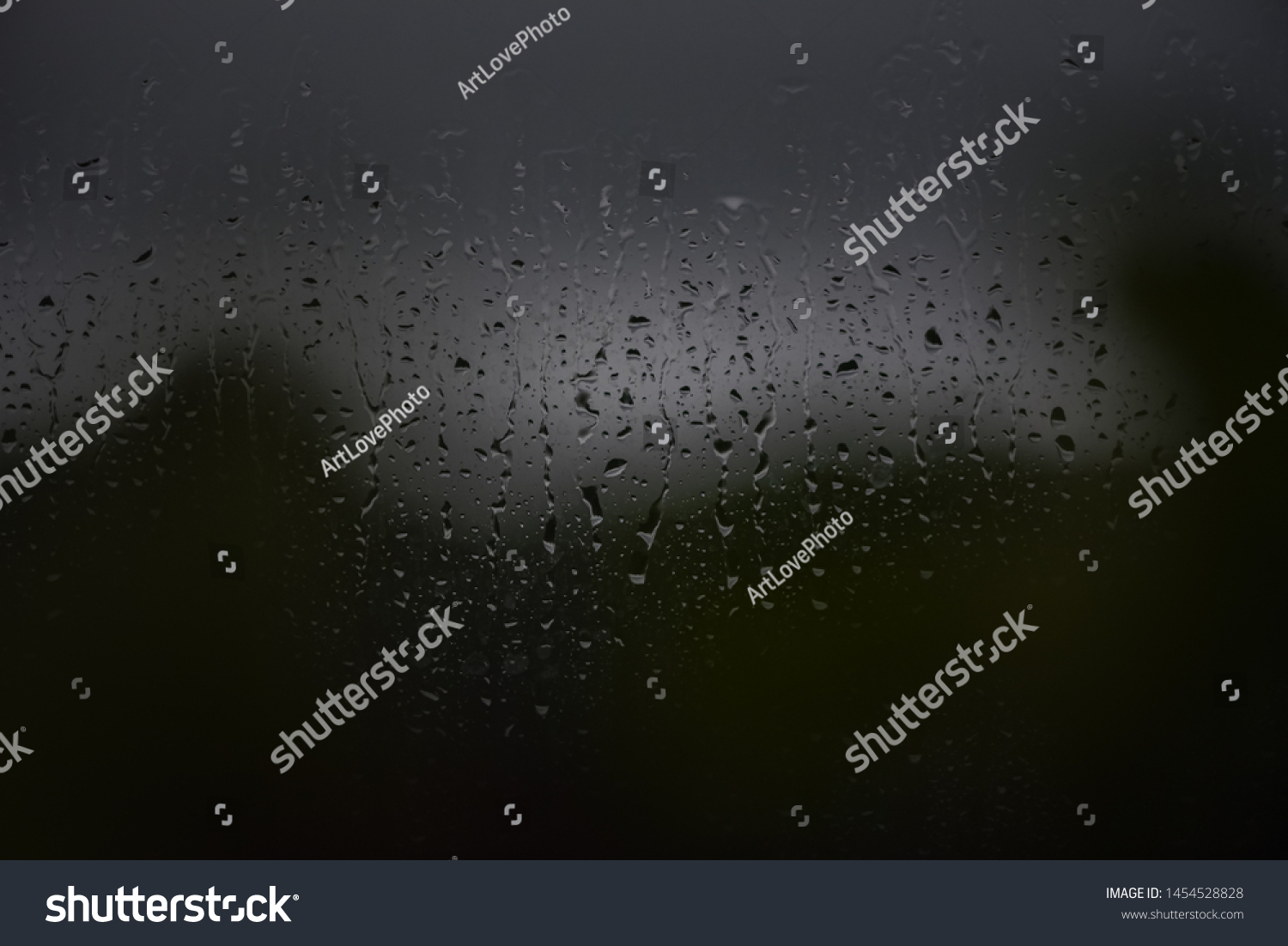 Drops Of Rain Water In Night, #1454528828