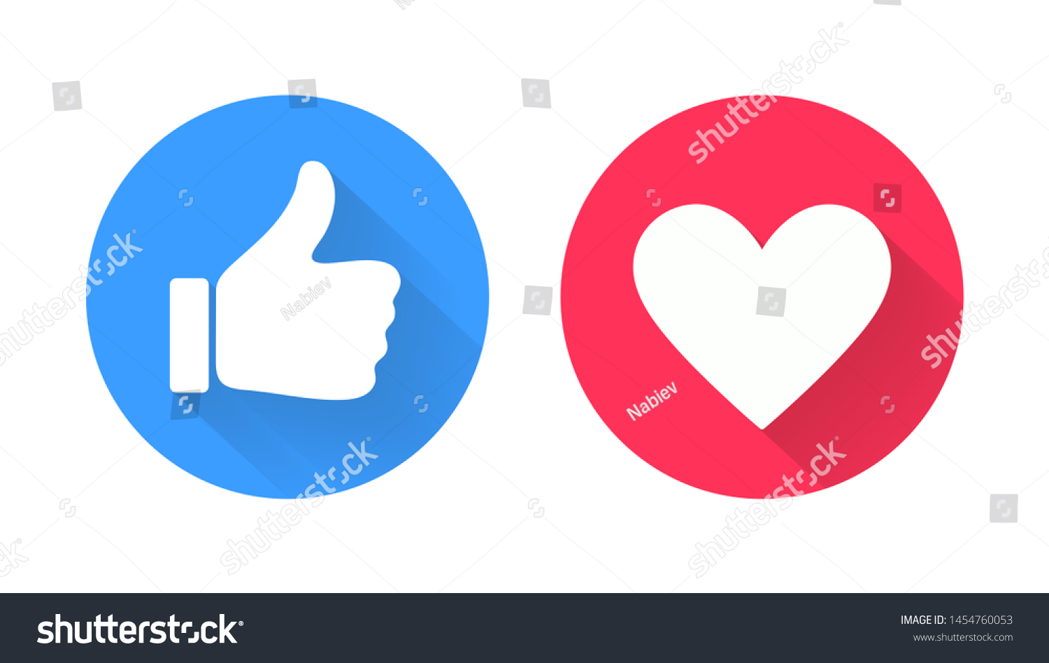Thumb up and heart icon. Vector like and love icon. Ready like and love button for website and mobile app. #1454760053
