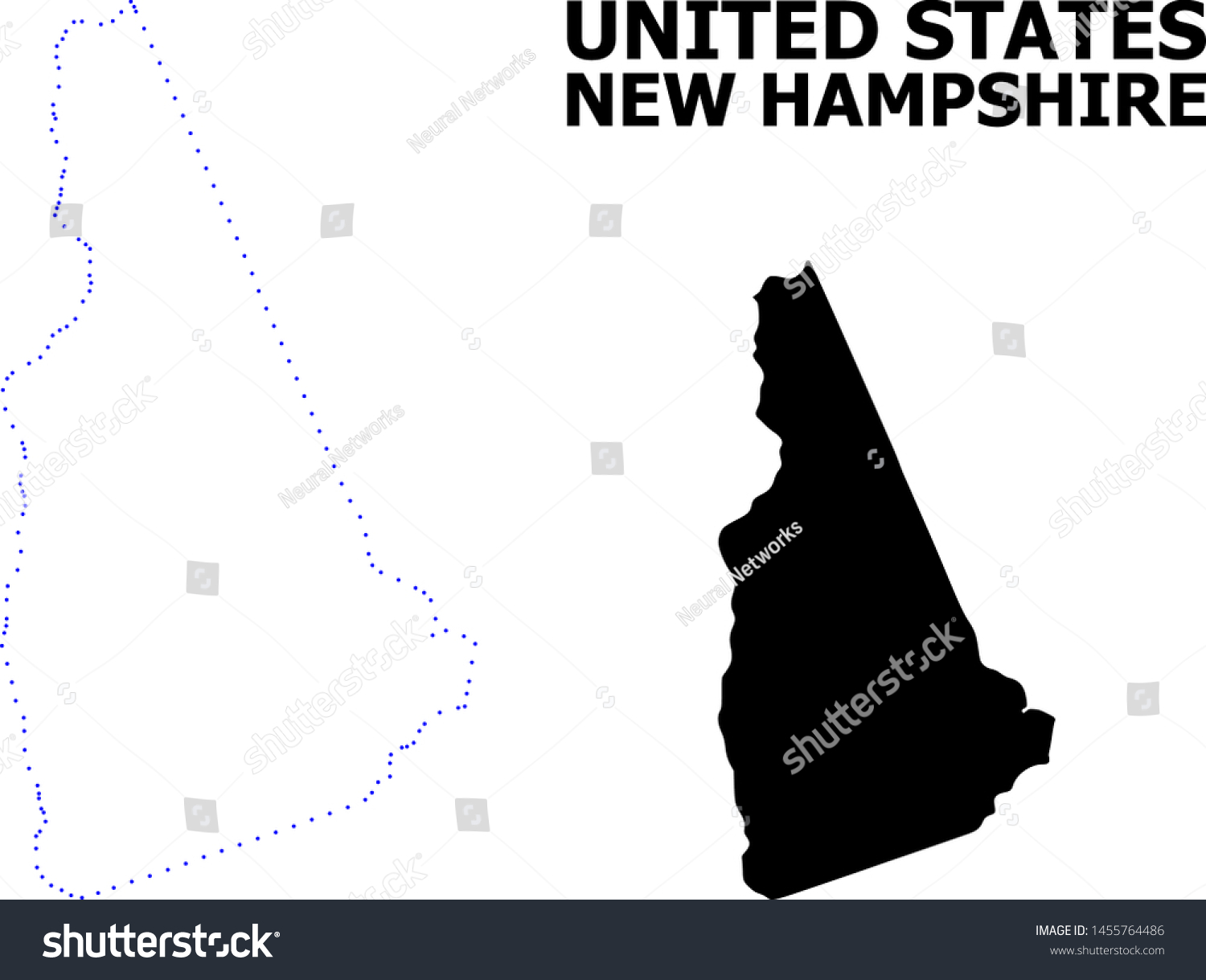 Vector contour Map of New Hampshire State with - Royalty Free Stock ...