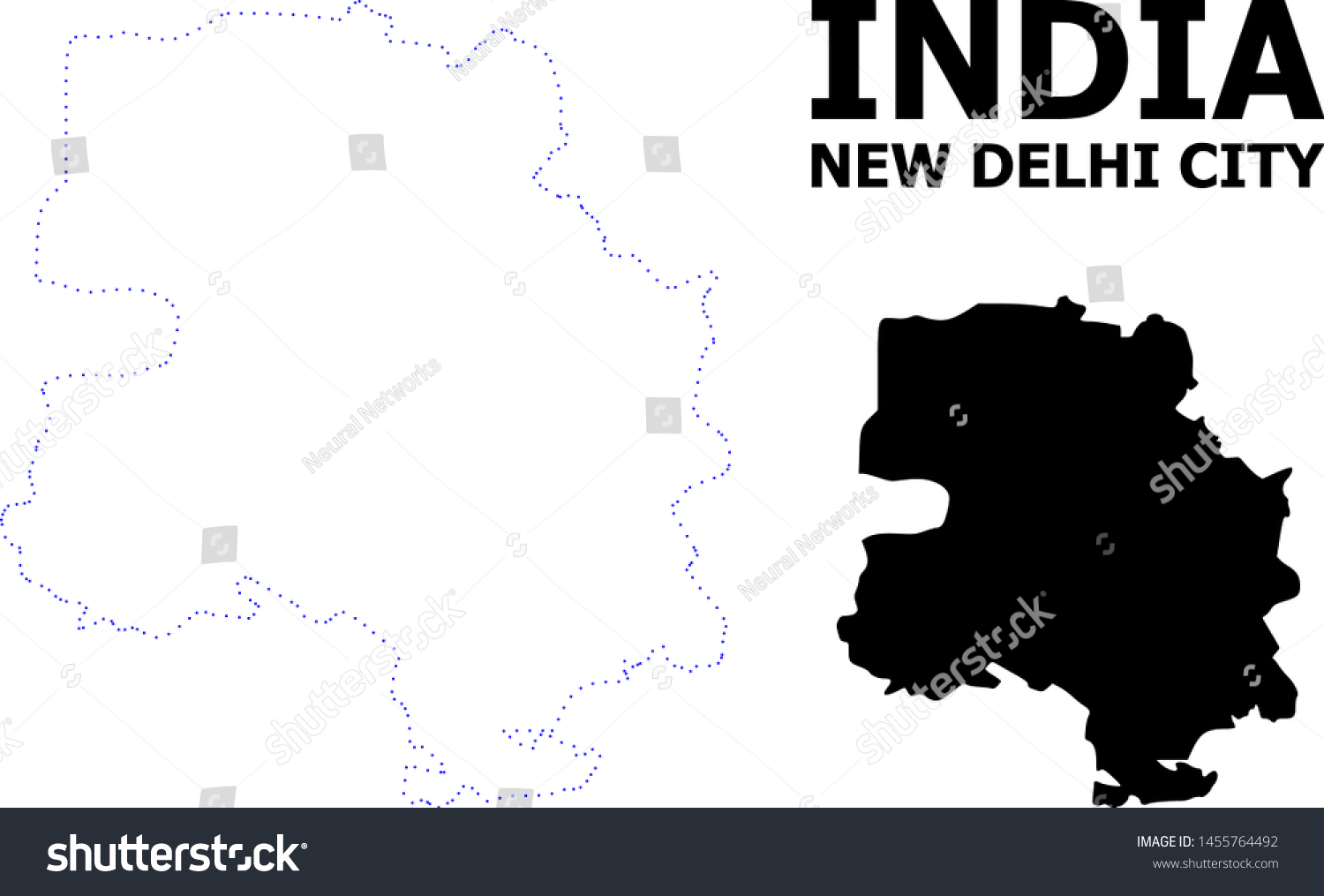 Vector contour Map of New Delhi City with - Royalty Free Stock Vector ...