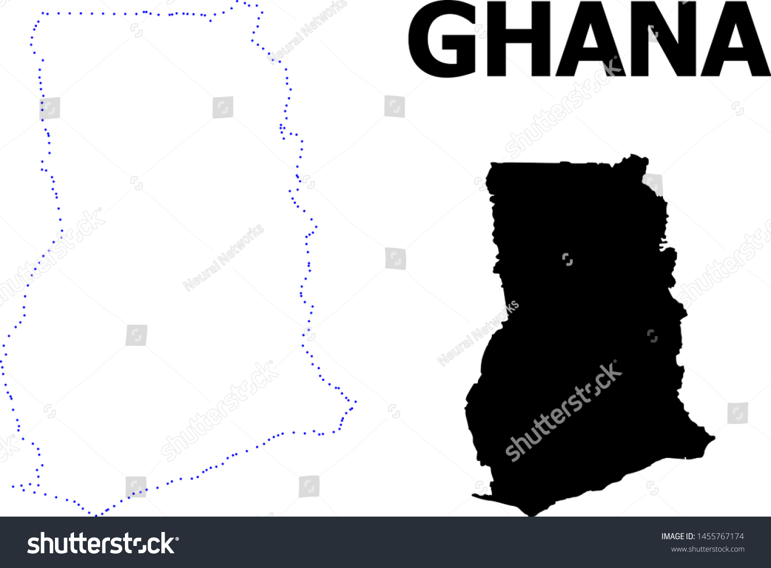 Vector contour Map of Ghana with name. Map of - Royalty Free Stock ...