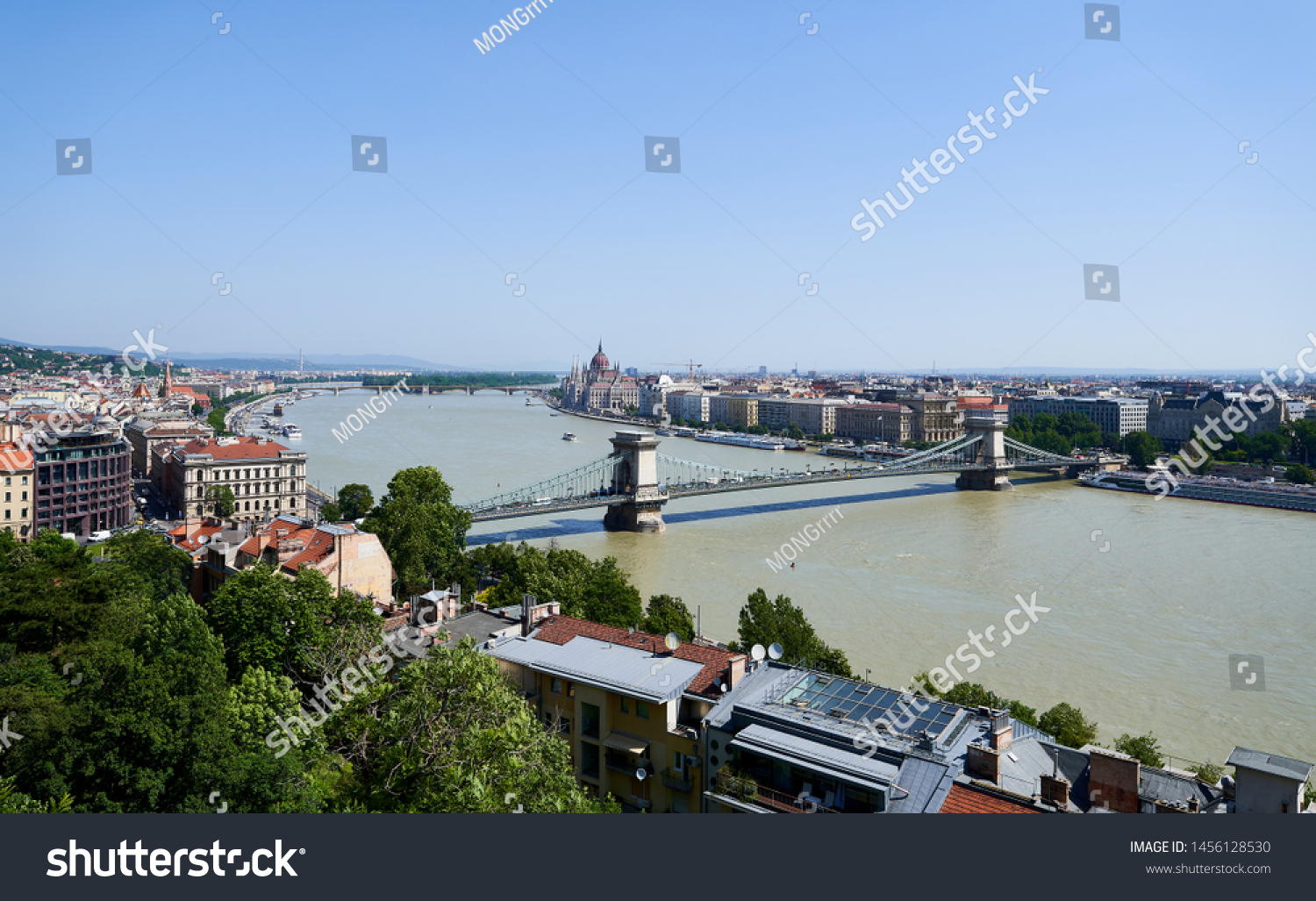 Czecheny Bridge across the Danube River in Budapest #1456128530