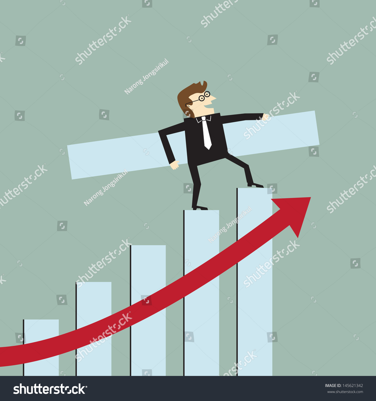 Businessman with a growth bar chart - Royalty Free Stock Vector ...