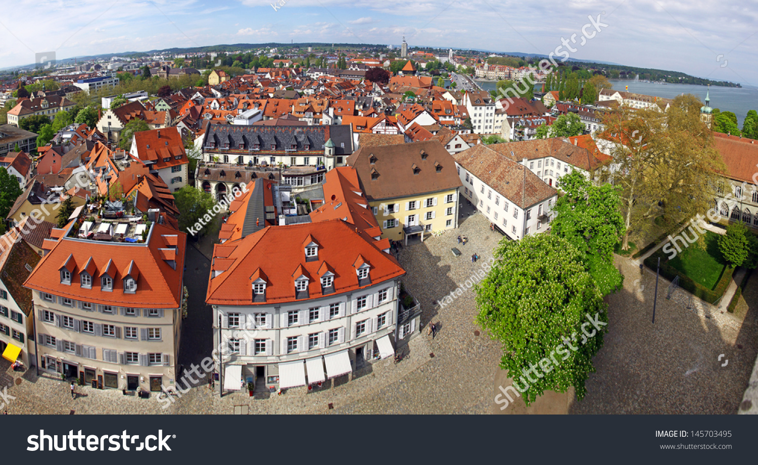Panoramic bird-eye view of Konstanz city, Germany #145703495