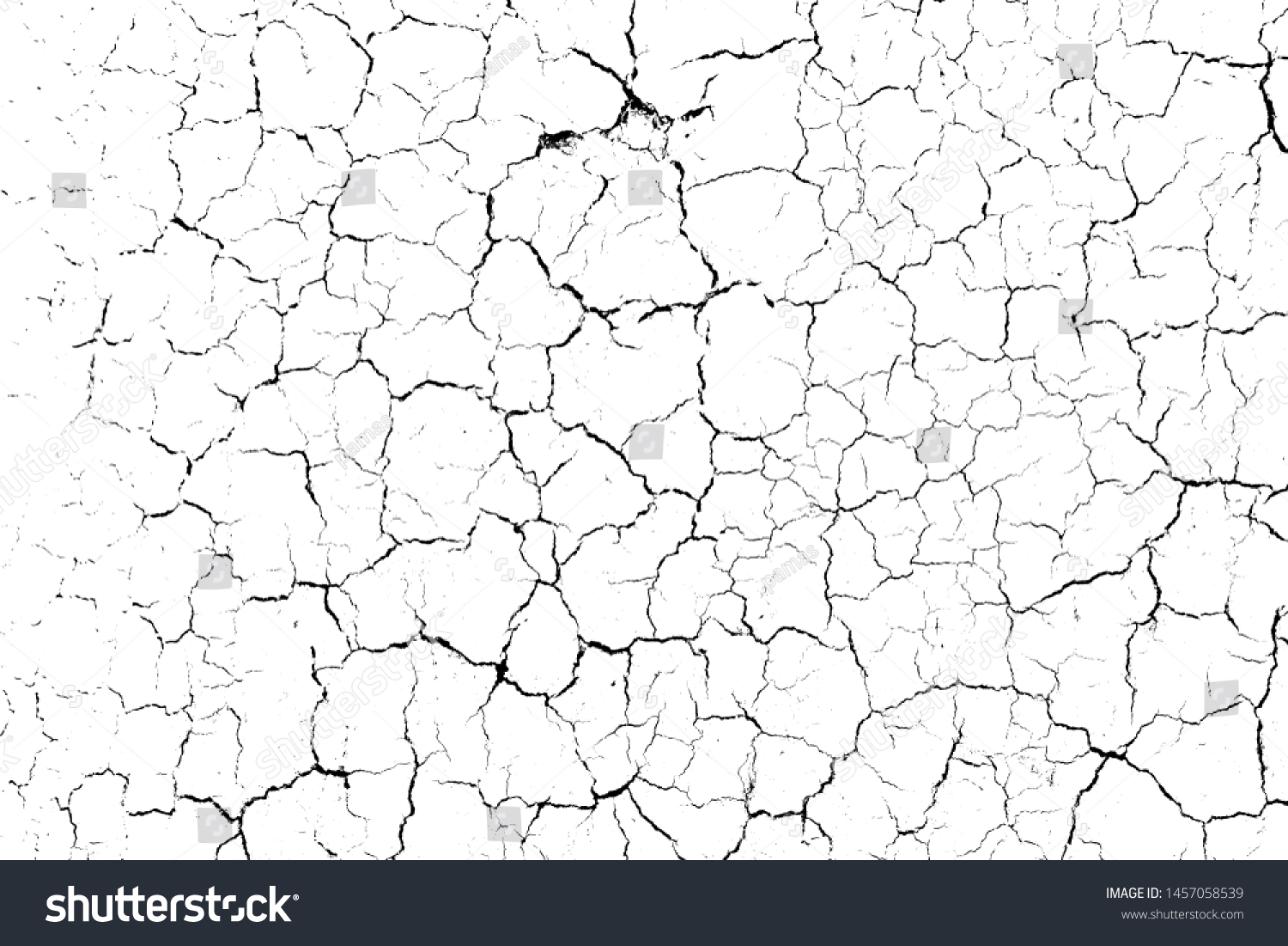 top view cracked soil ground Earth texture on white background, desert cracks,Dry surface Arid in drought land, floor has many grooves and scratches. The distressed has been shown to last a long time. #1457058539