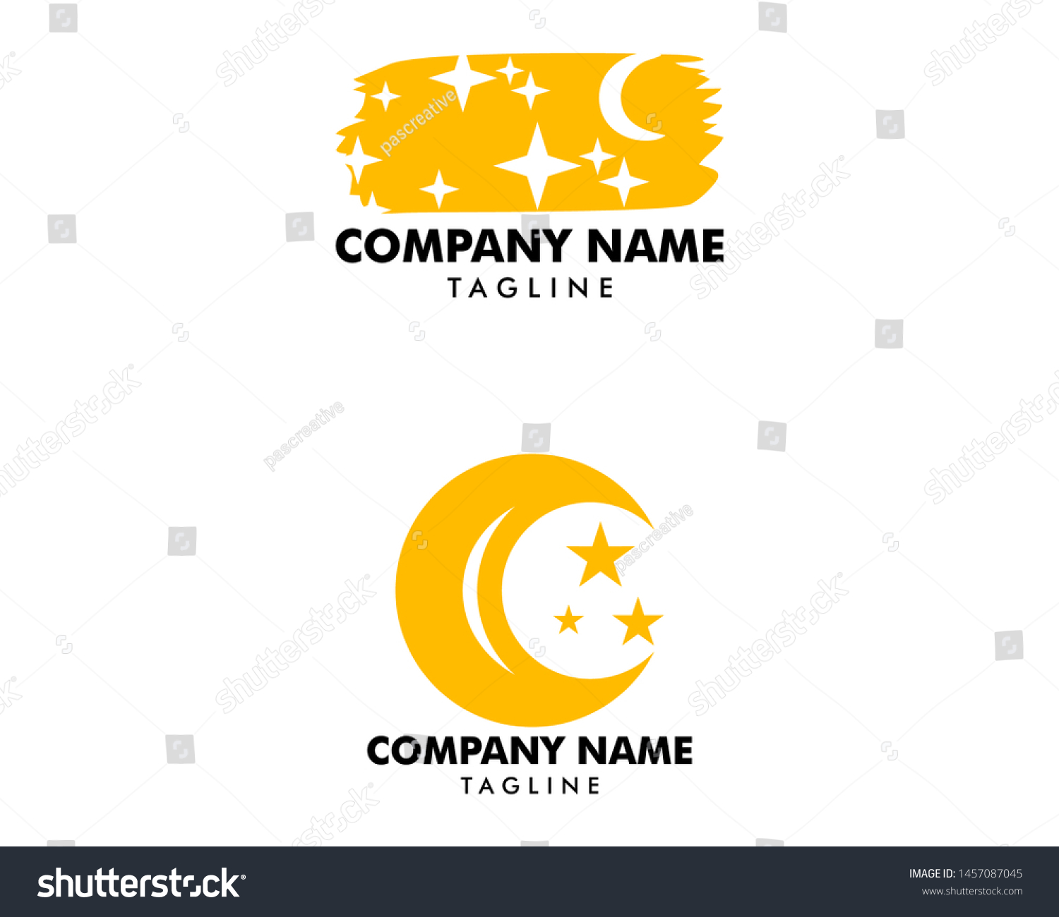 Set of Moon With Stars Logo Design Vector - Royalty Free Stock Vector ...