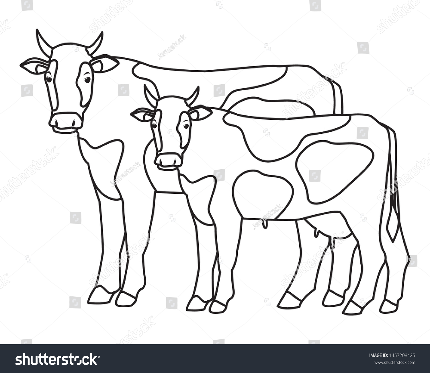 farm, animals and farmer two cow icon cartoon in - Royalty Free Stock ...