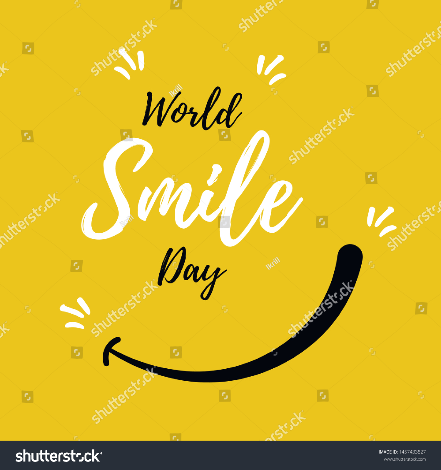 World Smile Day. International Day of Happiness.  Lettering in boho style for print and posters. Vector Template Design Illustration. #1457433827
