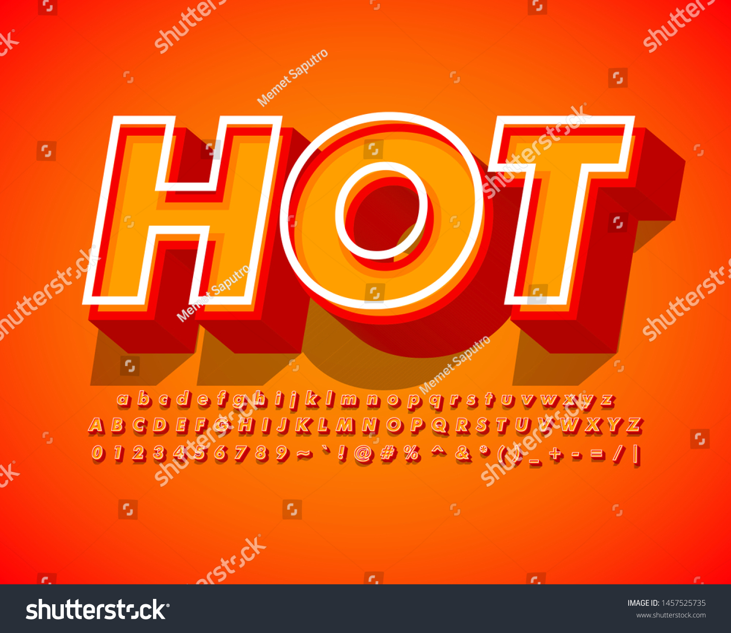 Realistic Hot 3d Text Style Royalty Free Stock Vector 1457525735 7116
