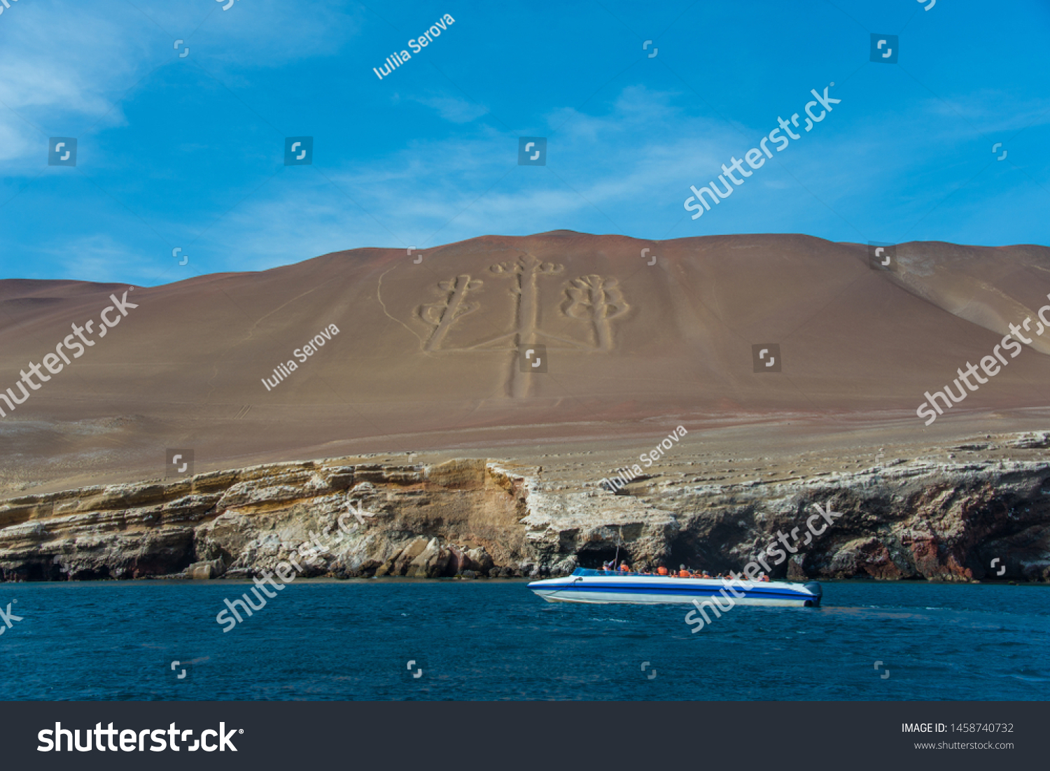 The Paracas Candelabra, also called the - Royalty Free Stock Photo ...