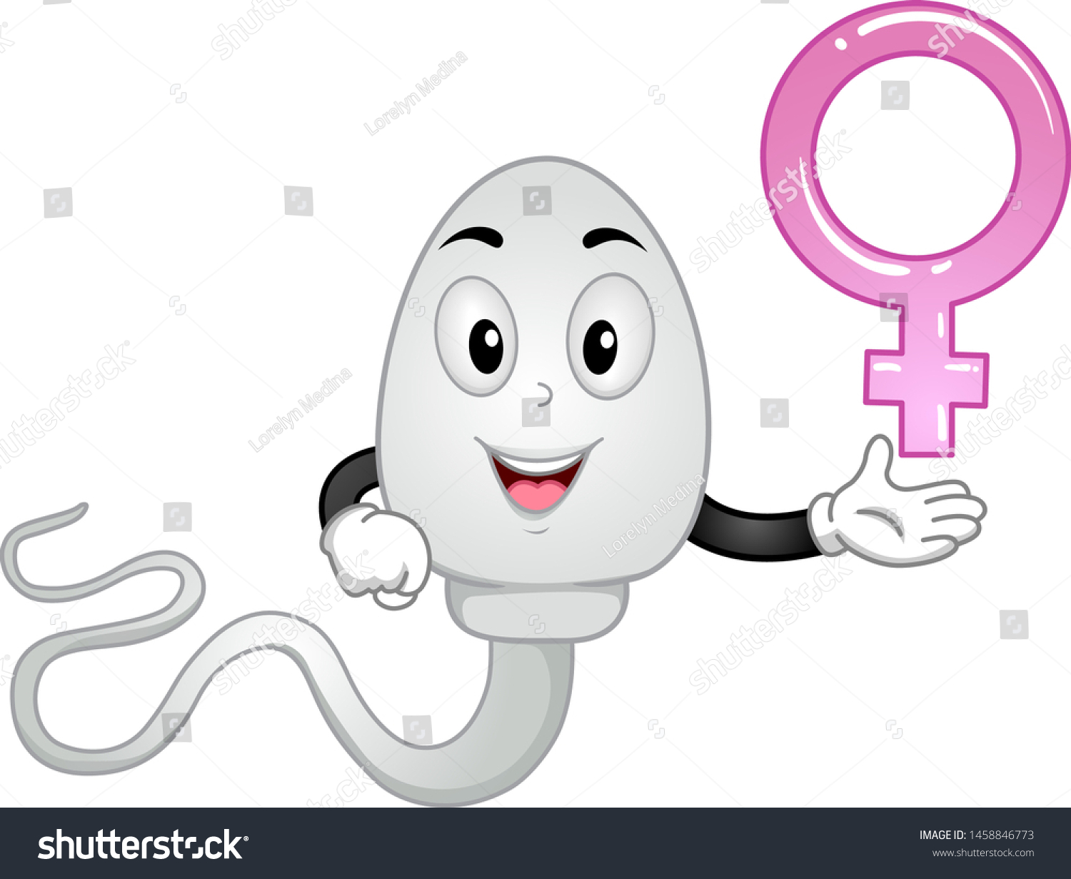 Illustration Of A Sperm Mascot Showing A Female Royalty Free Stock