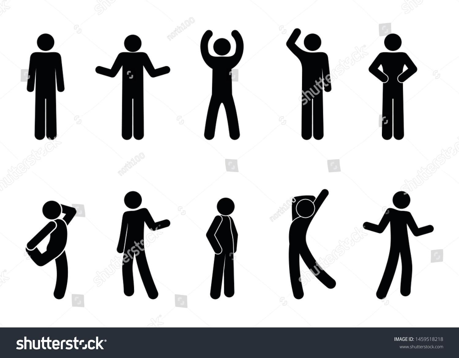 Stick Figure Positions Set Vector Man Royalty Free Stock Vector 1459518218