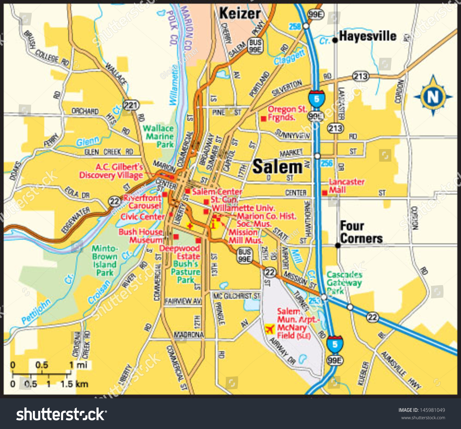 map of salem oregon Salem Oregon Area Map Stock Photo 145981049 Avopix Com