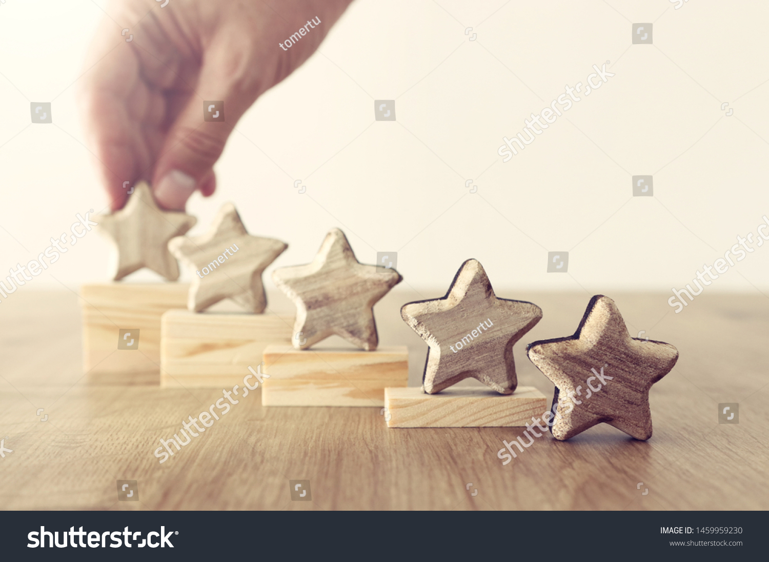 business concept image of setting a five star goal. increase rating or ranking, evaluation and classification idea #1459959230
