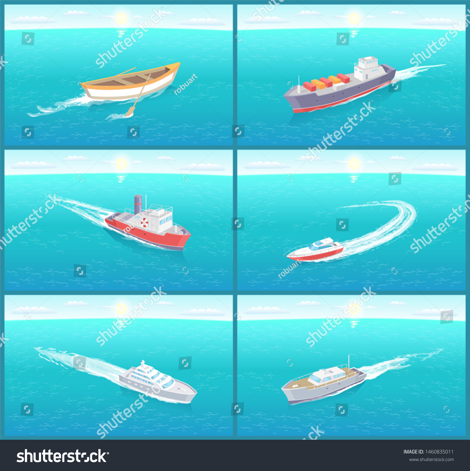 Water transport, ships cruise liners yacht set - Royalty Free Stock ...