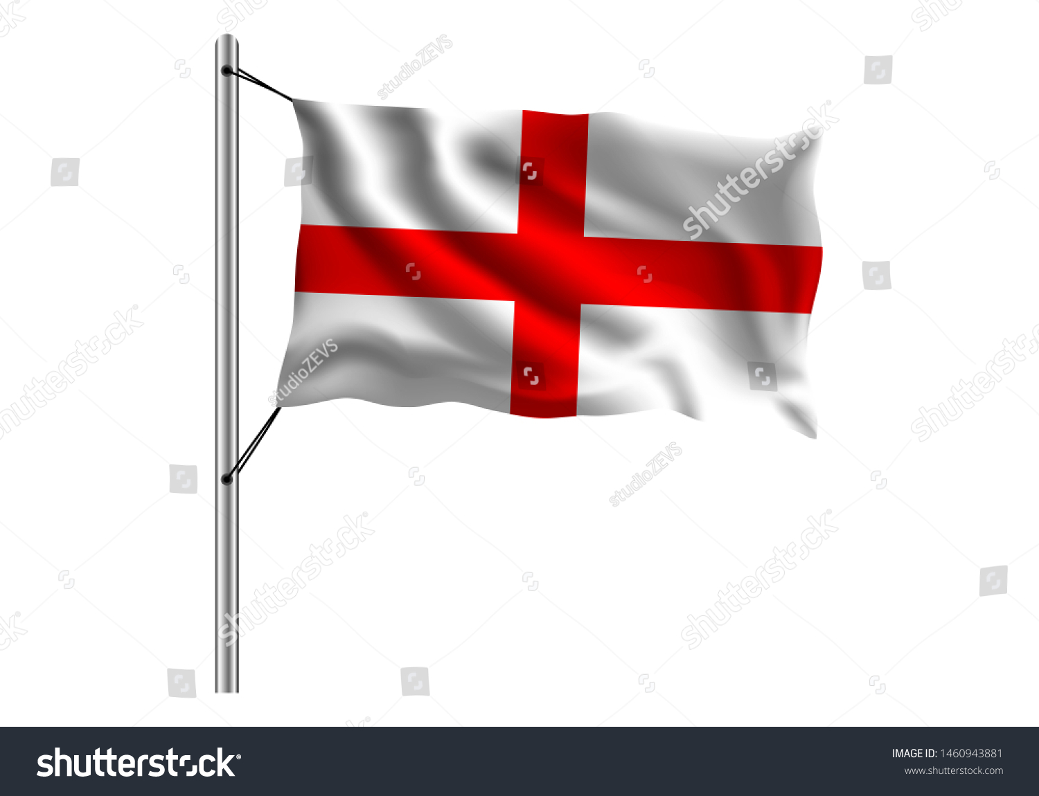 Waving England flag on flagpole on isolated - Royalty Free Stock Vector ...