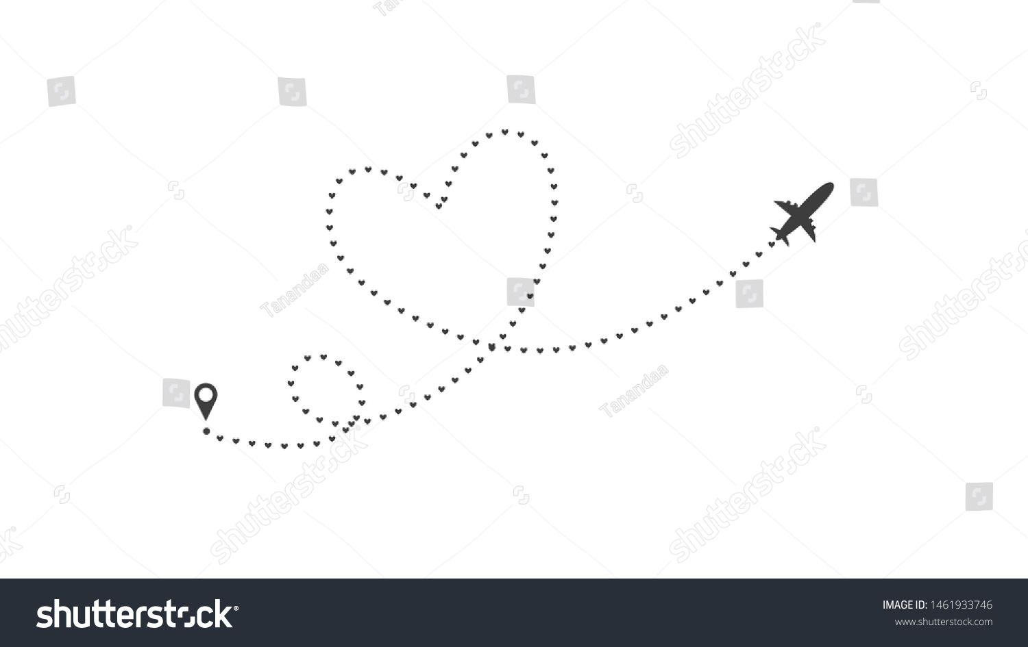 Love Airplane Route Heart Dashed Line Trace And Royalty Free Stock Vector 1461933746 0389