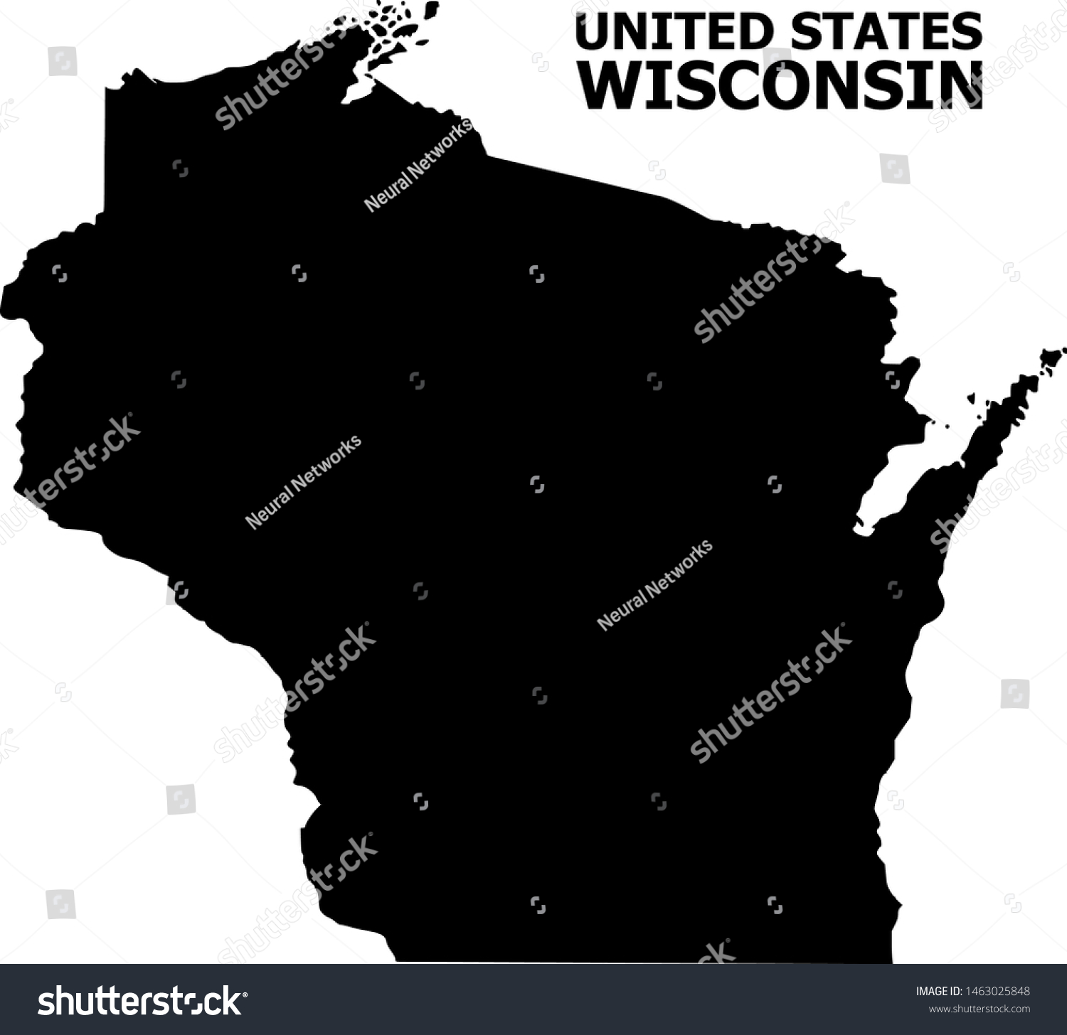 Vector Map of Wisconsin State with name. Map of - Royalty Free Stock ...