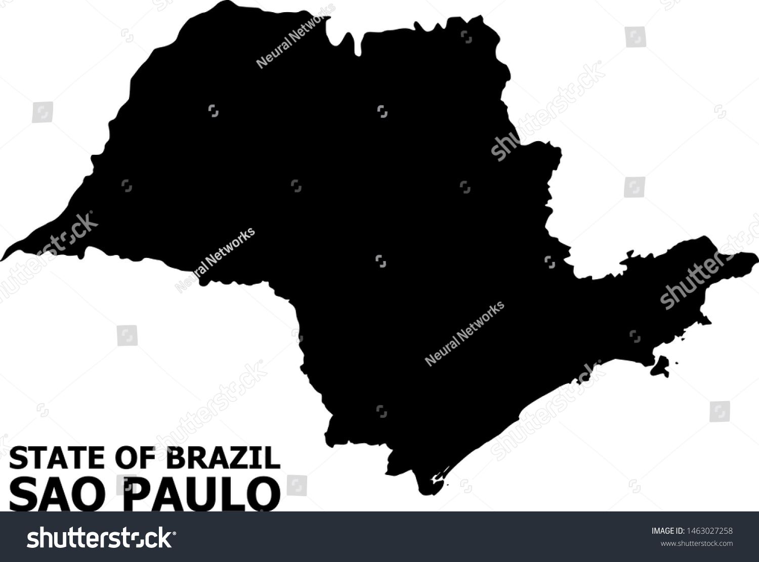 Vector Map Of Sao Paulo State With Name Map Of Royalty Free Stock Vector 1463027258 7440