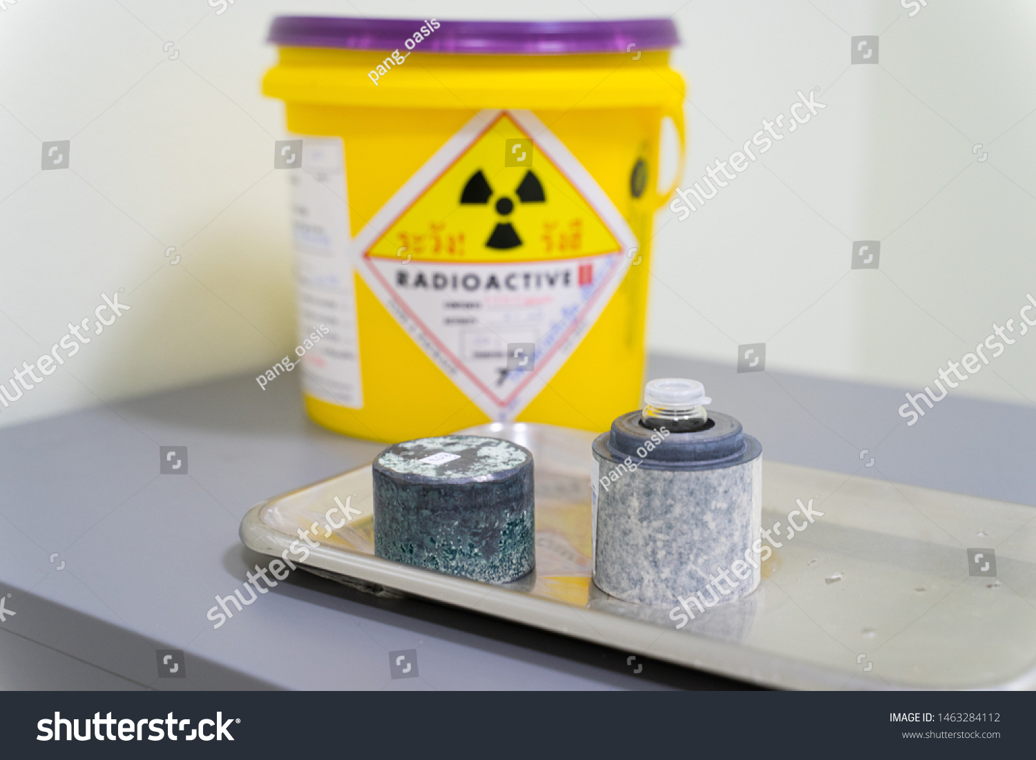 Iodine 131(I-131)Radioactive isotopes used for hyperthyroidism treatment are stored in Lead boxes for safety. #1463284112