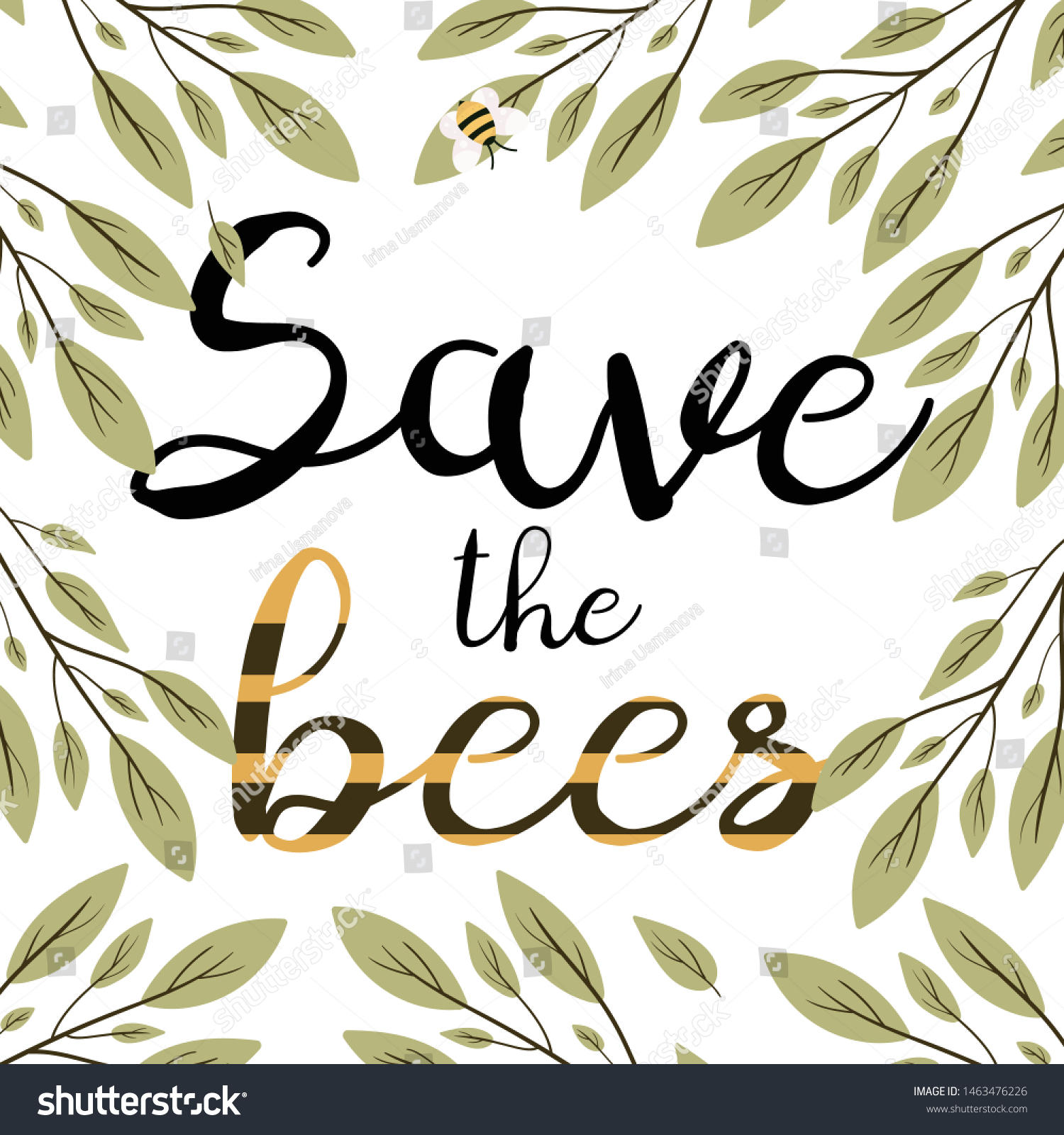 Save The Bees. Save the planet. Postcard or - Royalty Free Stock Vector ...