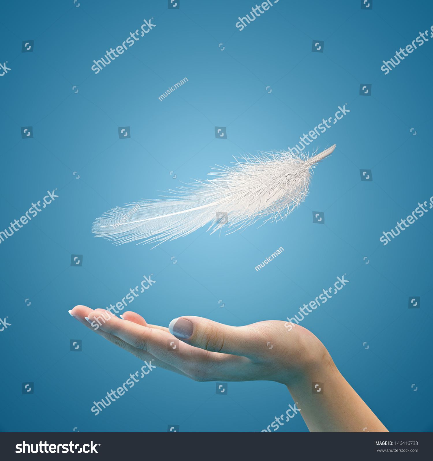 Easy feather in the air on the palm #146416733