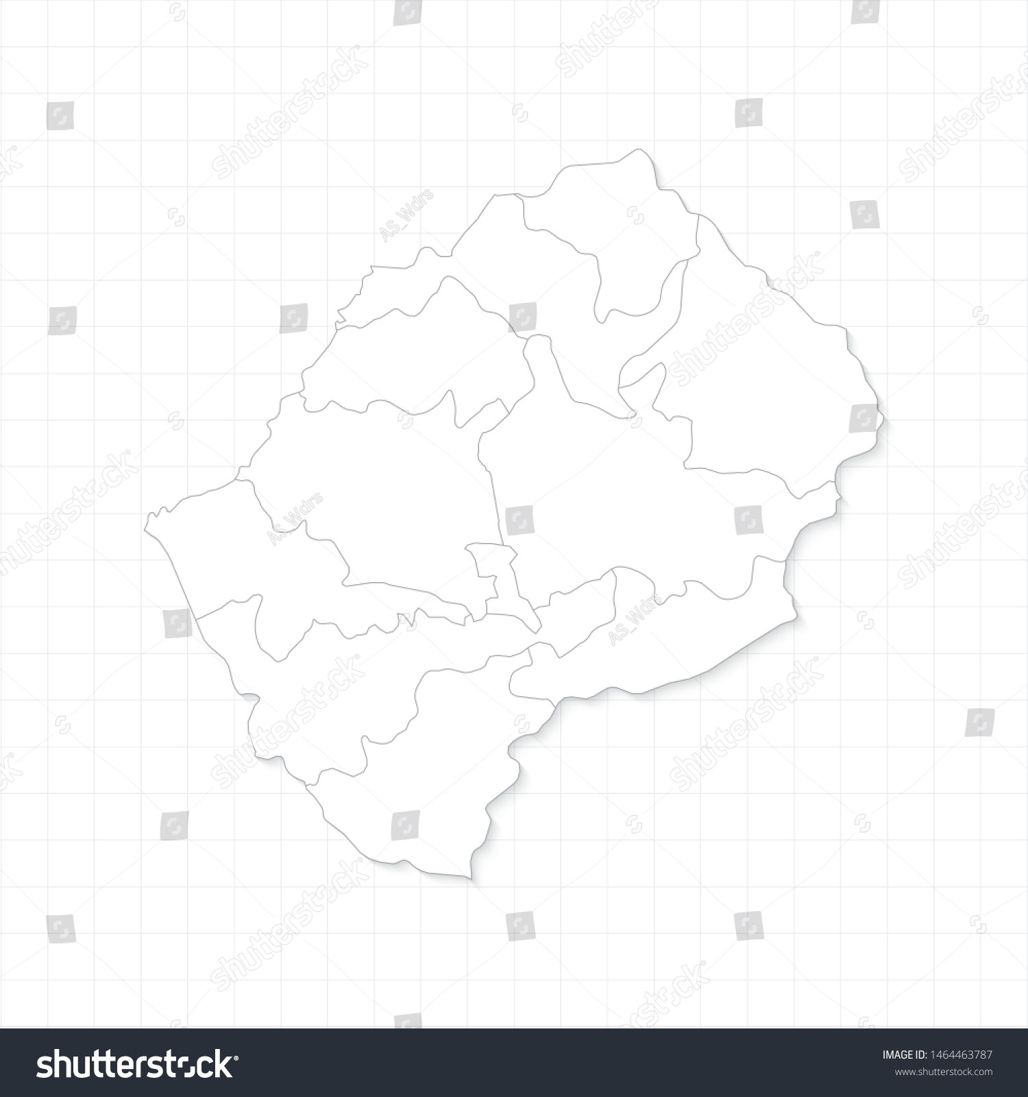 White Lesotho map and grid vector. Thin gray - Royalty Free Stock ...