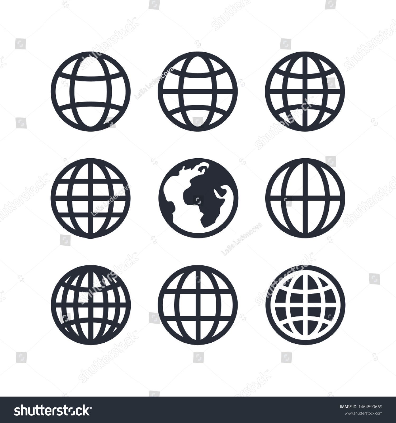Global vector icon set, globe icon symbol set, Web icon set vector. website, homepage icon set, mobile app
 #1464599669