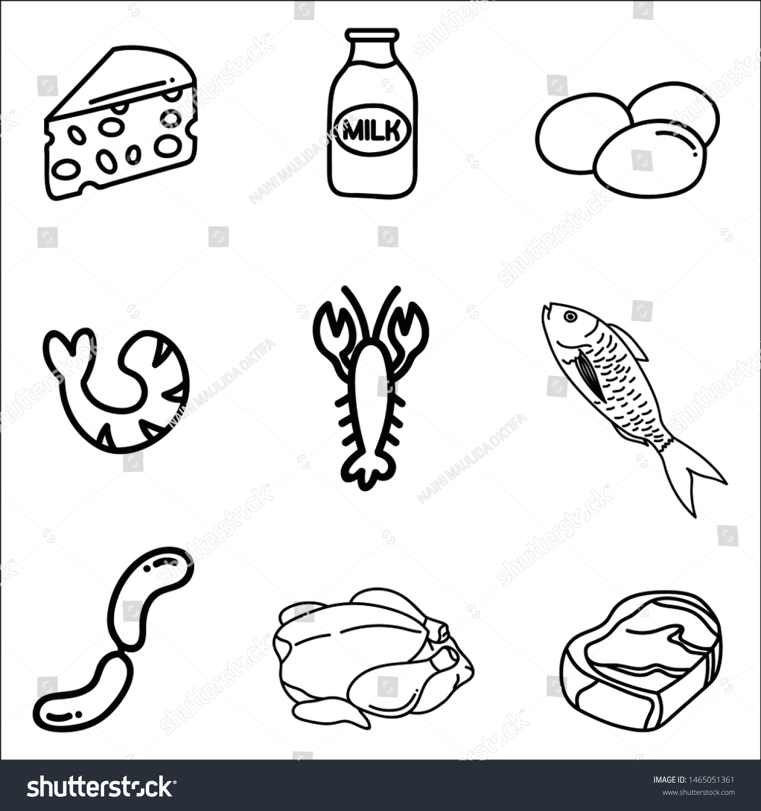 Protein Food Icons Collection For Healthy Diet Royalty Free Stock Vector 1465051361 1191