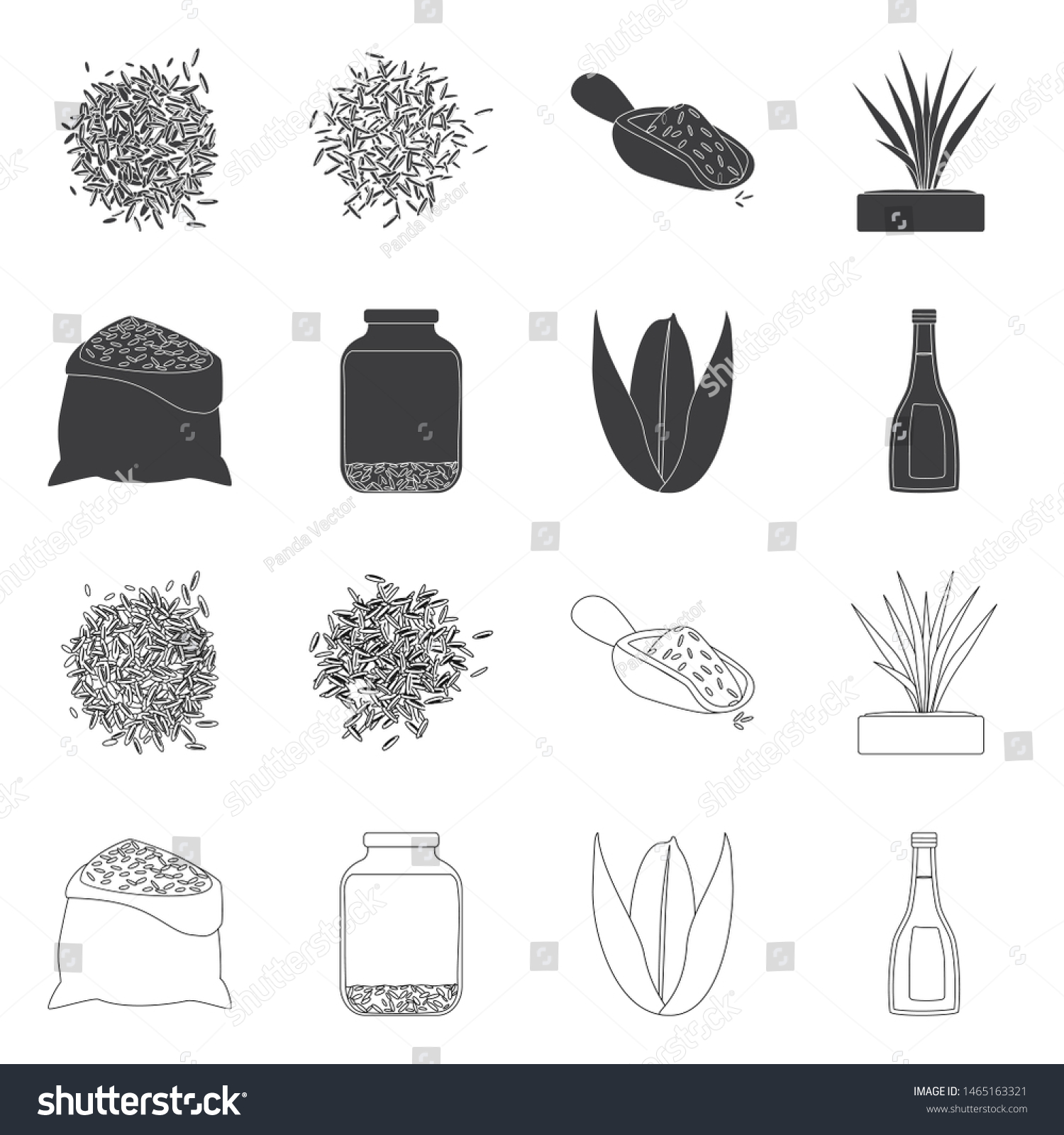 Vector design of crop and ecological symbol. Set of crop and cooking stock symbol for web. #1465163321