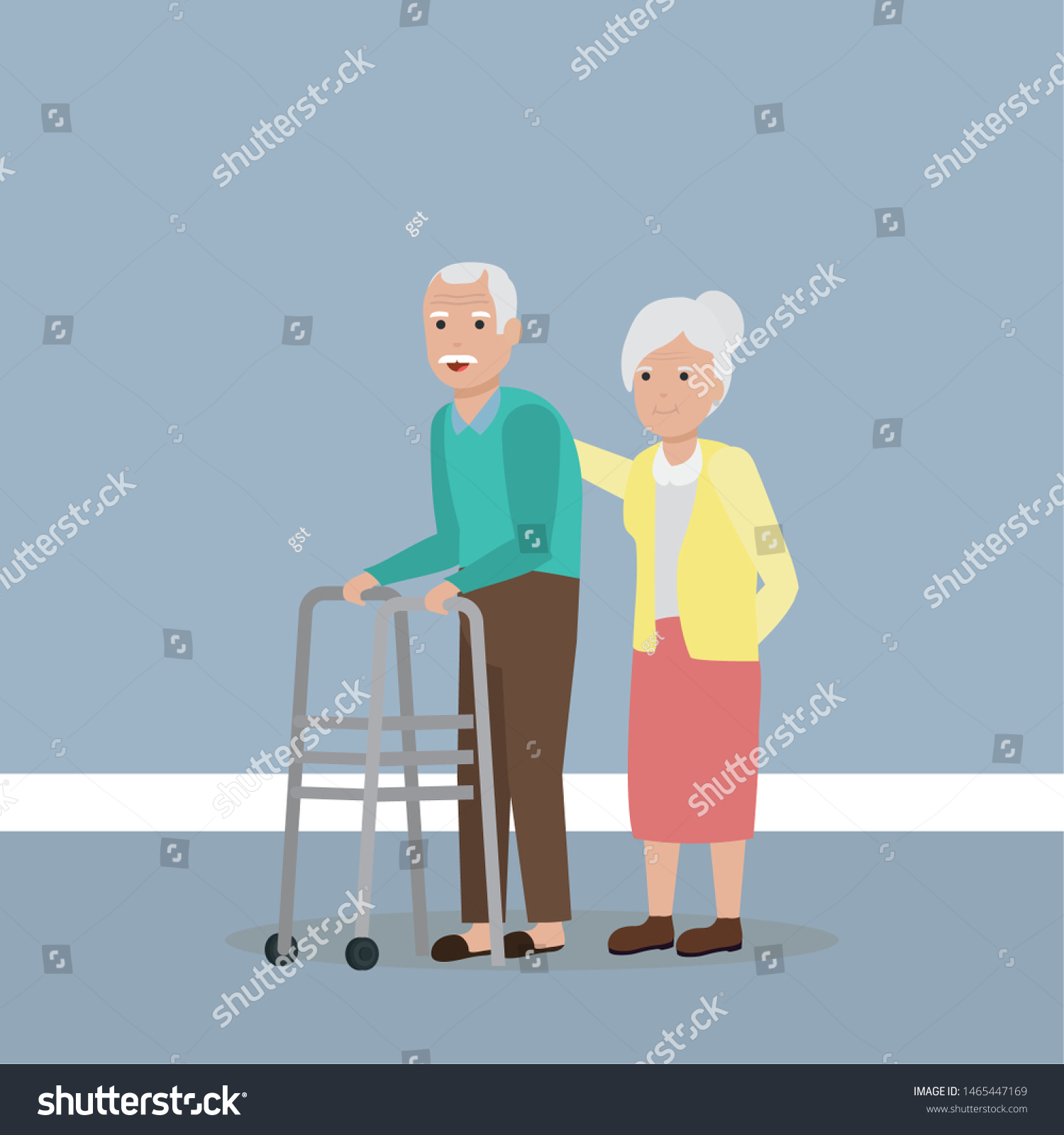 grandfather and grandmother walking together - Royalty Free Stock ...