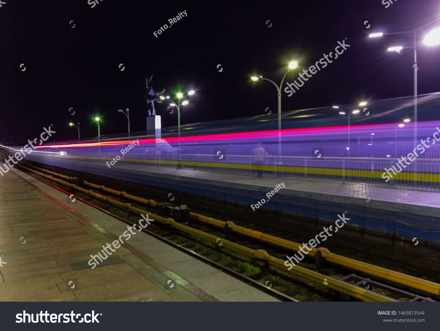 Colorful Underground Subway Train with motion blur #1465819544
