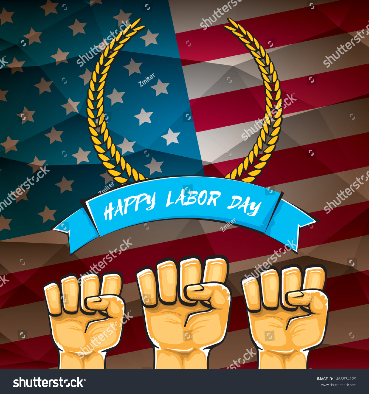 Happy labor day usa vector poster with strong Royalty Free Stock